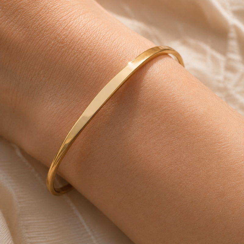 Slim Open Cuff Bracelet – Dainty Minimalist Bangle, Gold or Silver, Layering Gift for Her