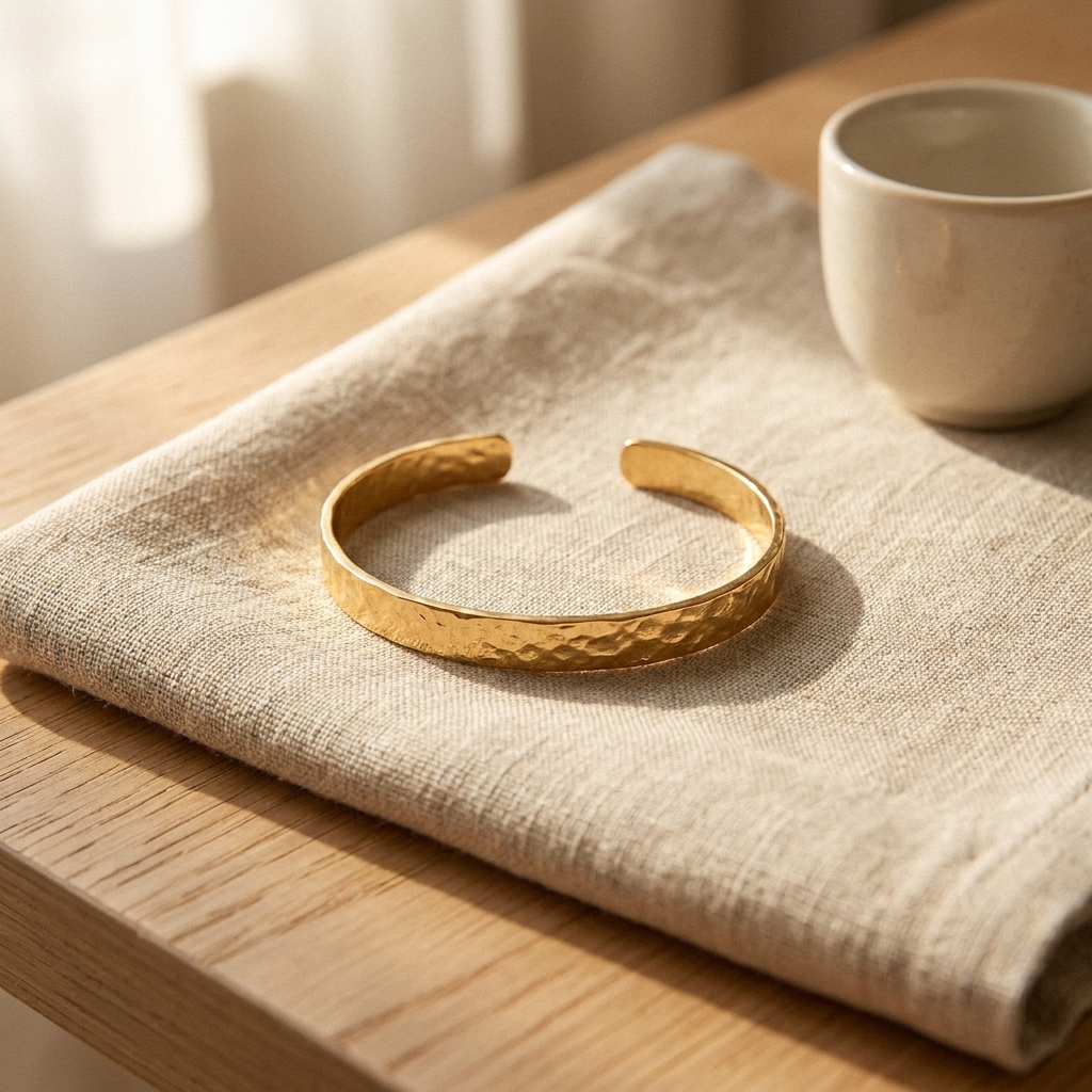Gold Cuff Bracelet –Plated Bangle, Minimalist Gift for Her