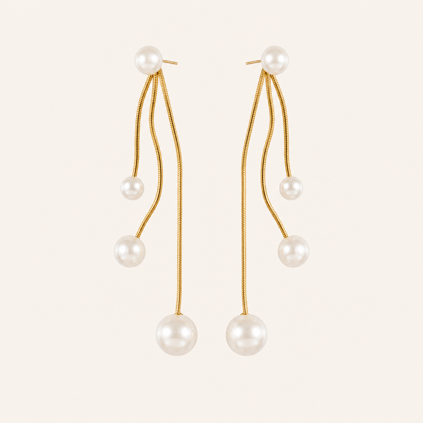 Pearl Multi-Chain Drop Earrings – Dainty Tassel Dangle, Gold Silver, Gift for Her