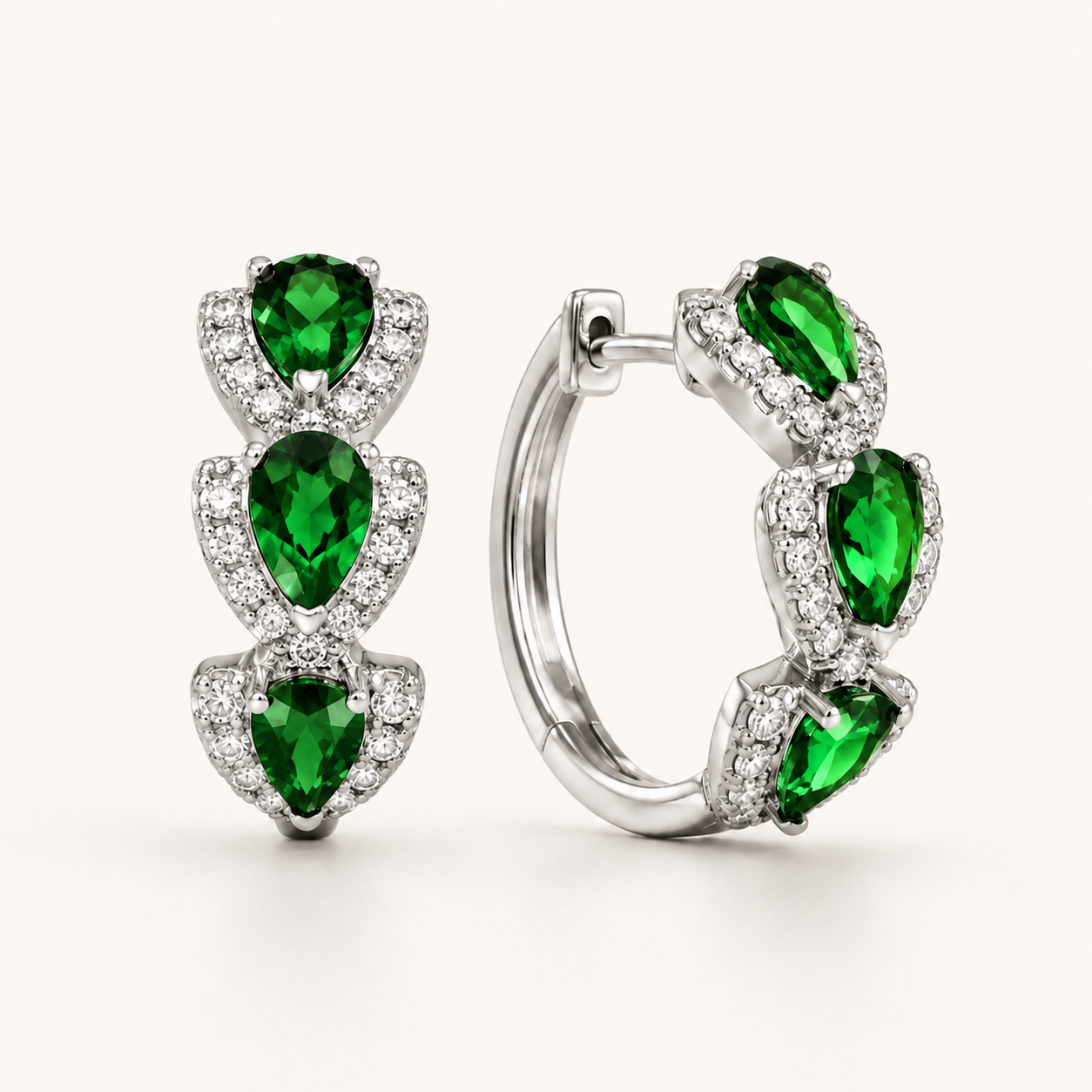 Silver Pavé Heart Hoop Earrings – CZ Crystal Huggie Hoops, Elegant Gift for Her