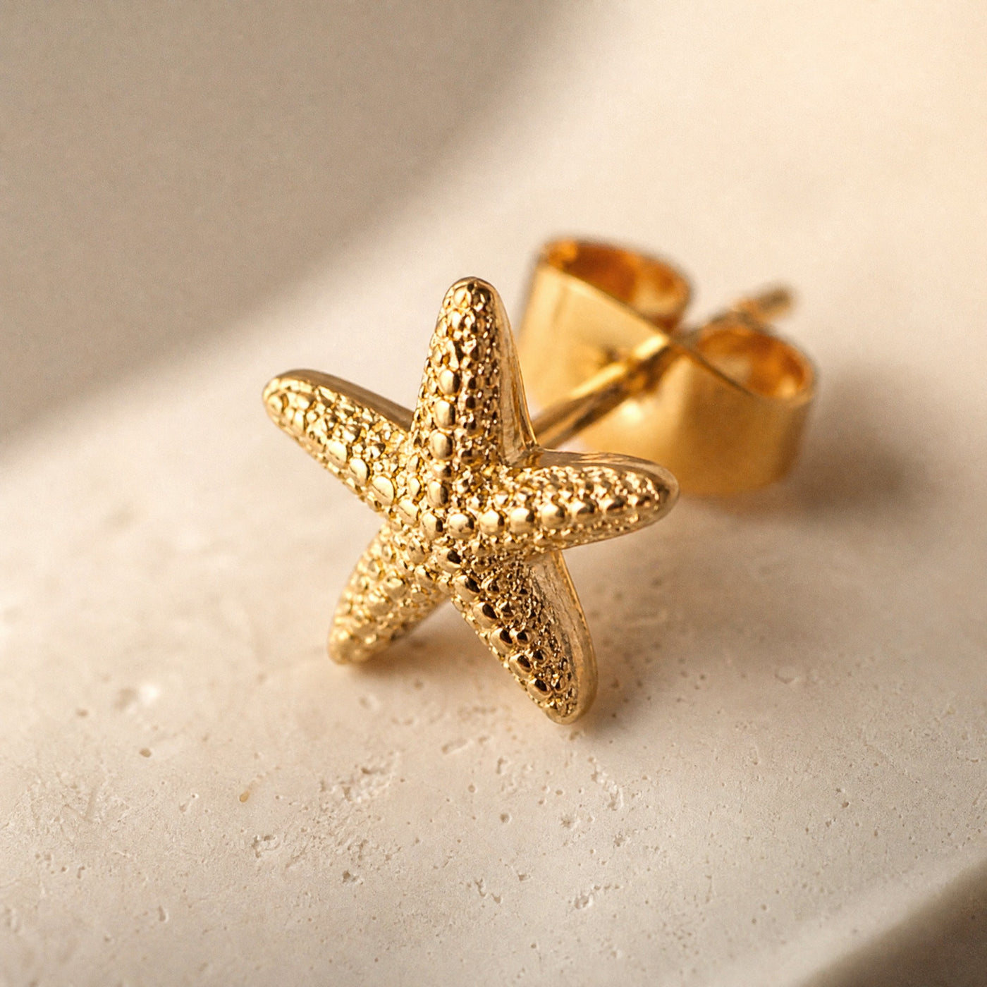 Starfish Stud Earrings – Dainty Gold Silver Textured Sea Star Earrings, Gift for Her