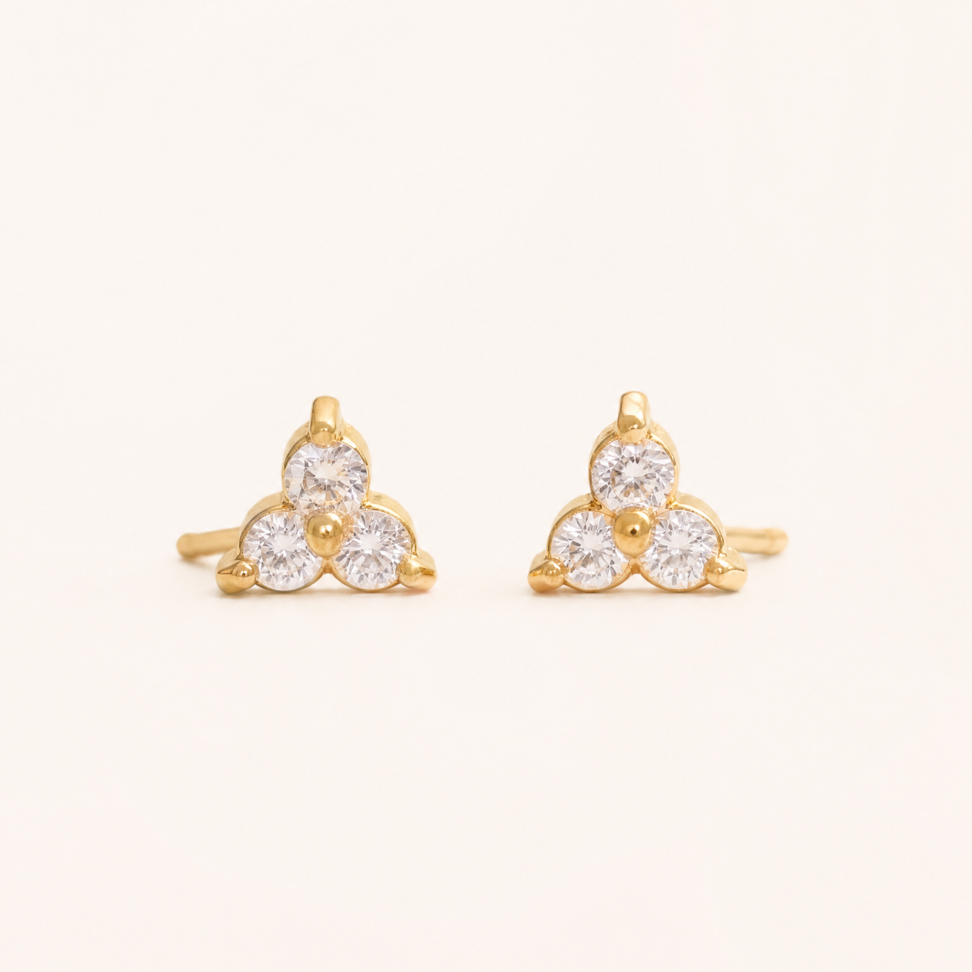 CZ Trio Cluster Stud Earrings – Dainty Gold Silver CZ Flower Studs, Gift for Her