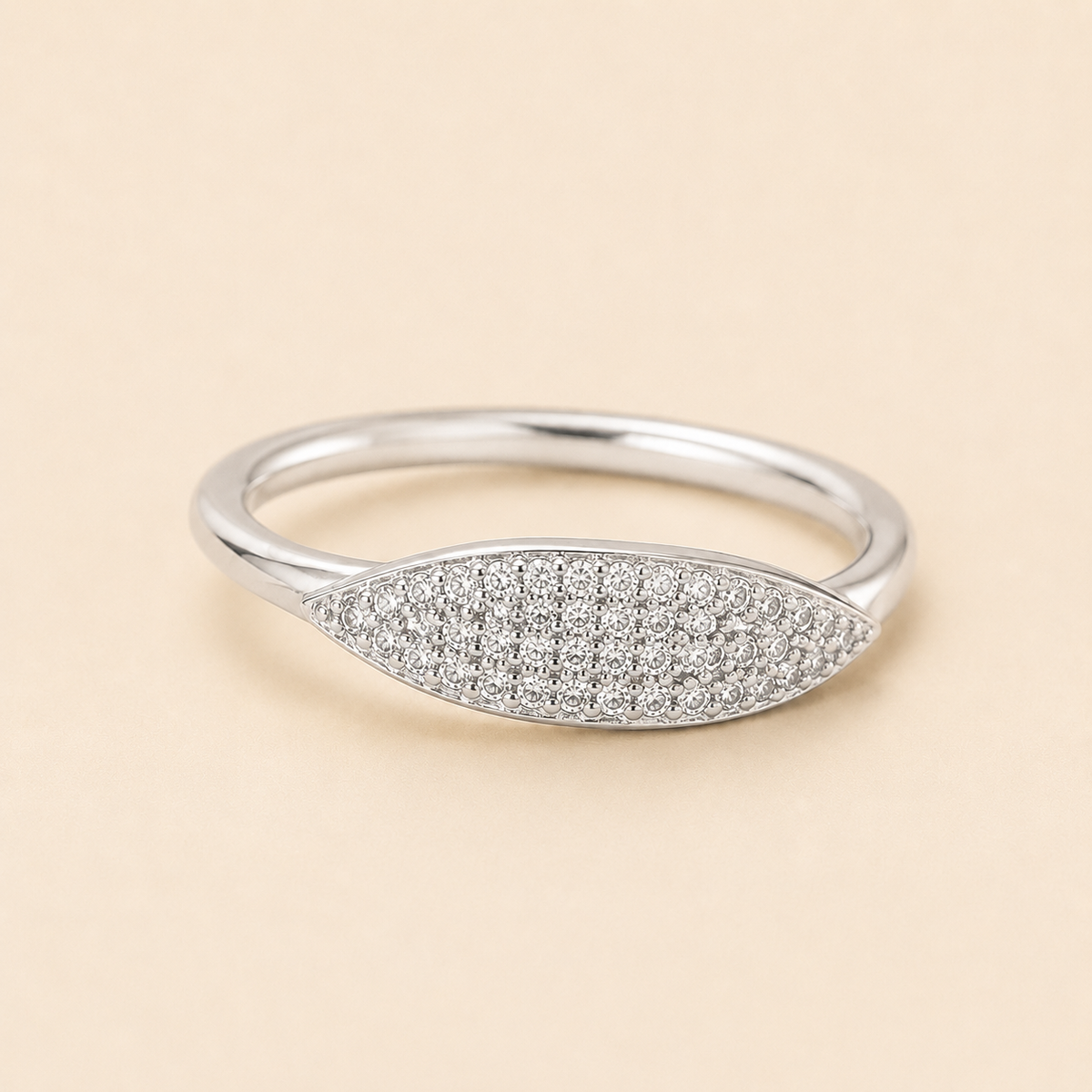 Gold Pavé Marquise Stacking Ring – Zierliches minimalistisches CZ-Band, verstellbar stapelbar Ring für Damen