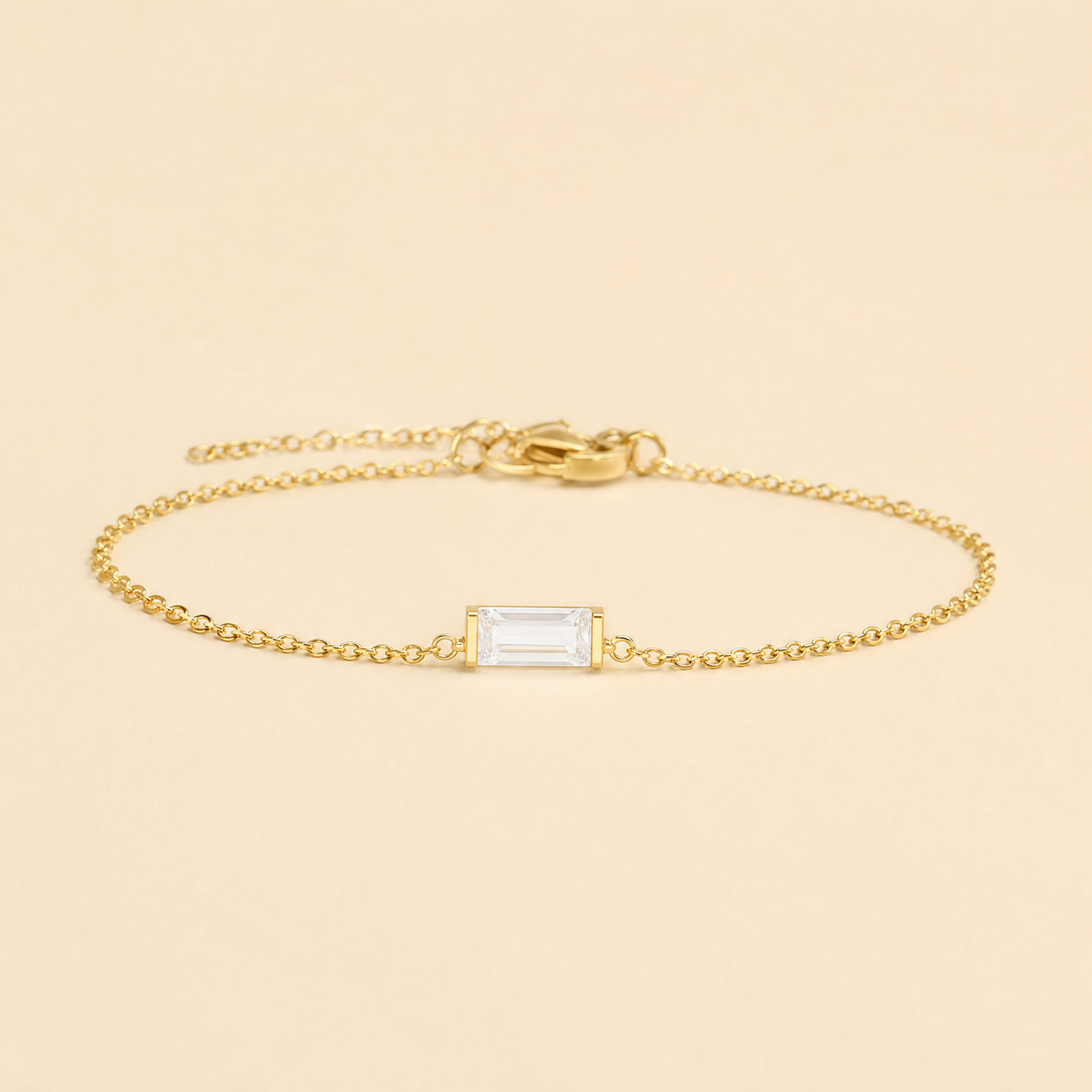 Gold Birthstone Bar Bracelet - Plated Stainless Steel Chain, Birthday Gift for Her