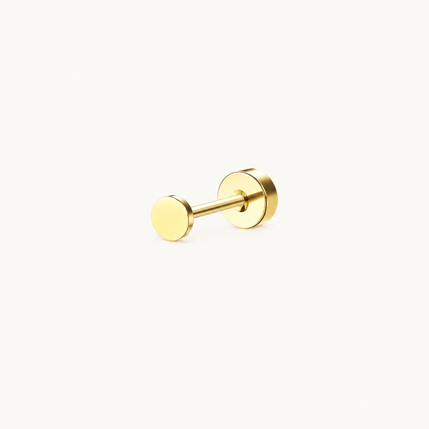 Gold Flat Back Stud Earring – Dainty Cartilage Stainless Steel Earring for Sensitive Ears