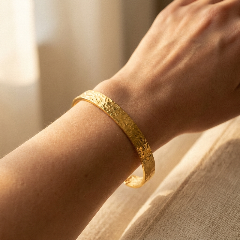 Gold Cuff Bracelet –Plated Bangle, Minimalist Gift for Her