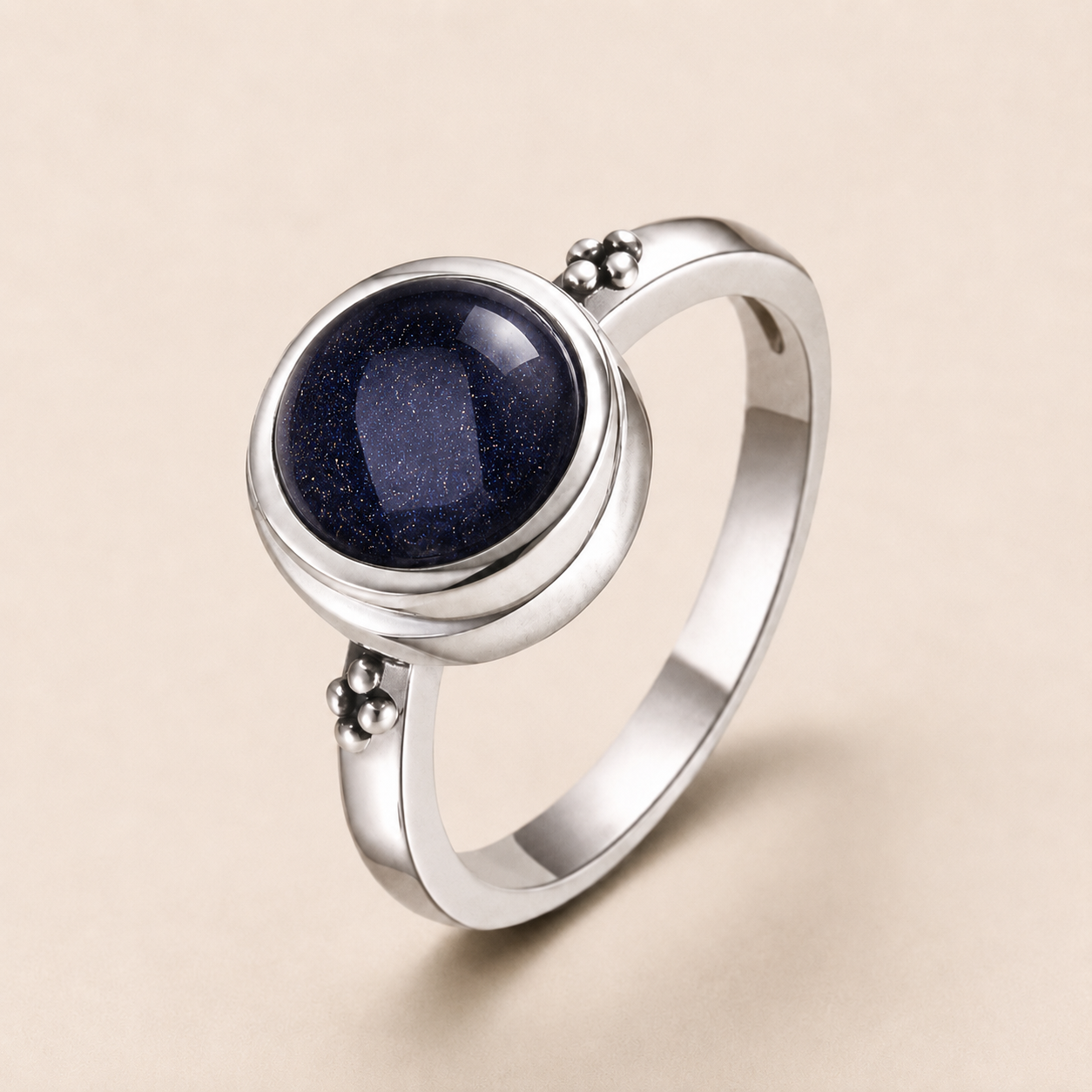 Vintage Round Stone Ring – Gemstone Ring for Women, Boho Gift