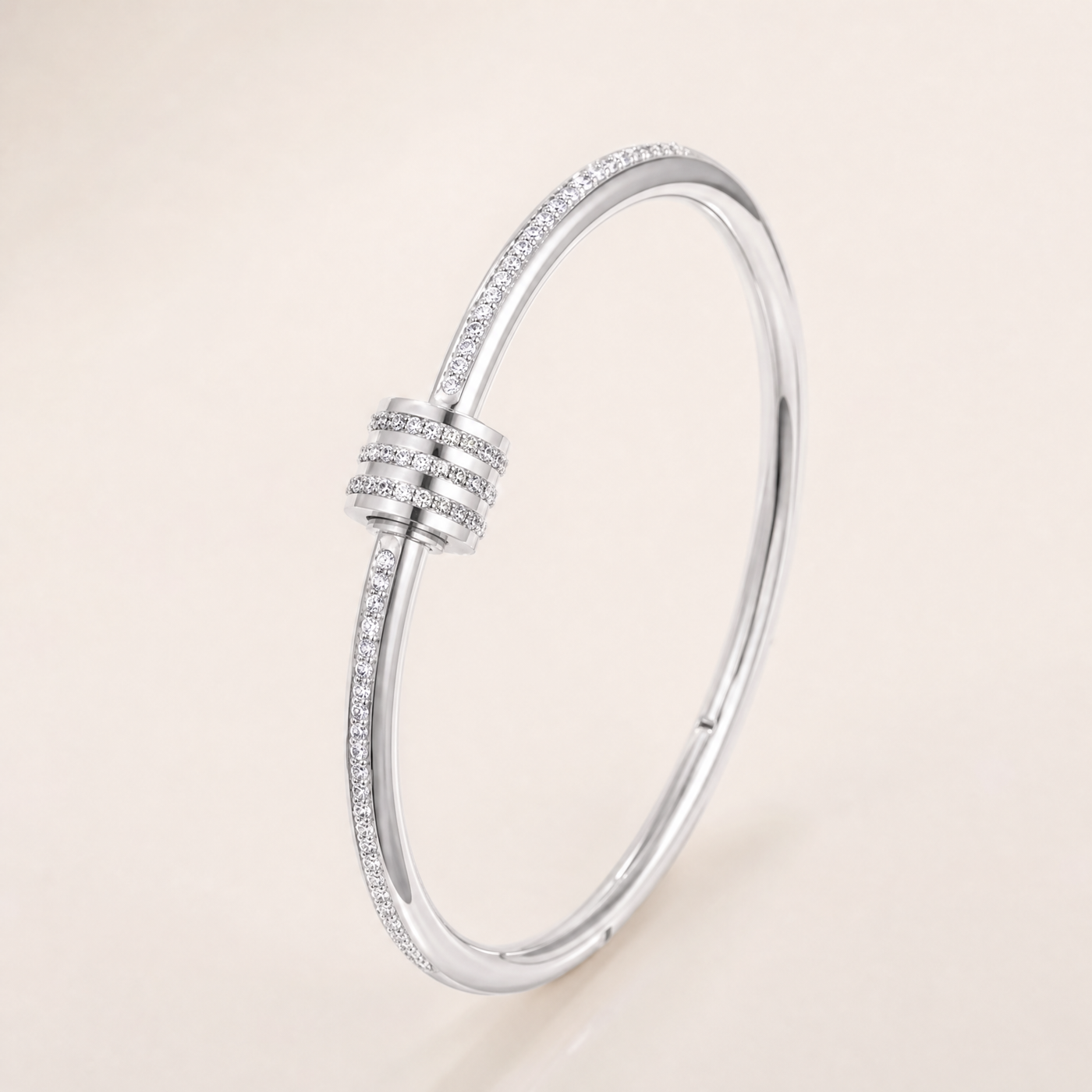 Zirconia Stainless Steel Cuff Bangle – Stackable Gold Silver Bracelet, Minimalist Gift for Women