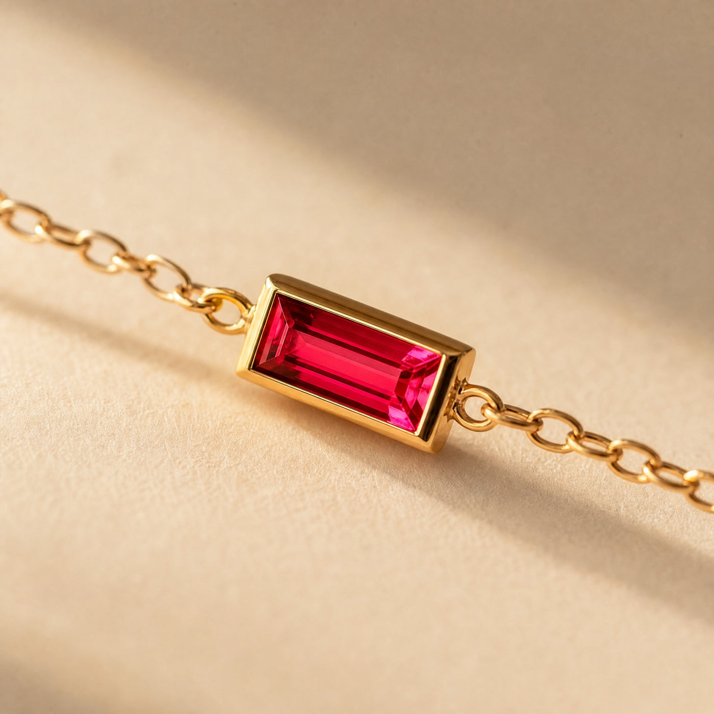 Gold Birthstone Bar Bracelet - Plated Stainless Steel Chain, Birthday Gift for Her