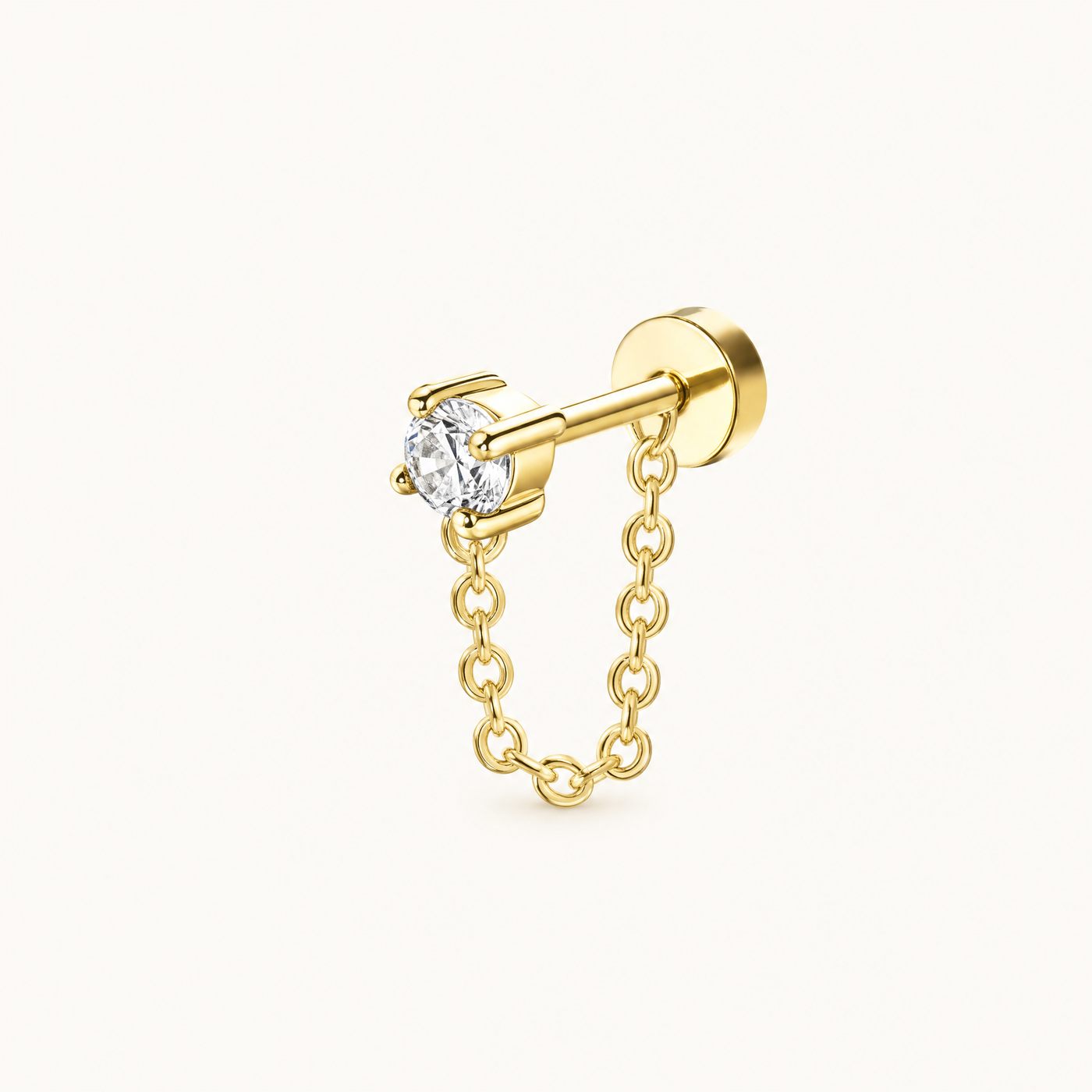 Gold Flat Back Stud Earring – Dainty Cartilage Stainless Steel Earring for Sensitive Ears