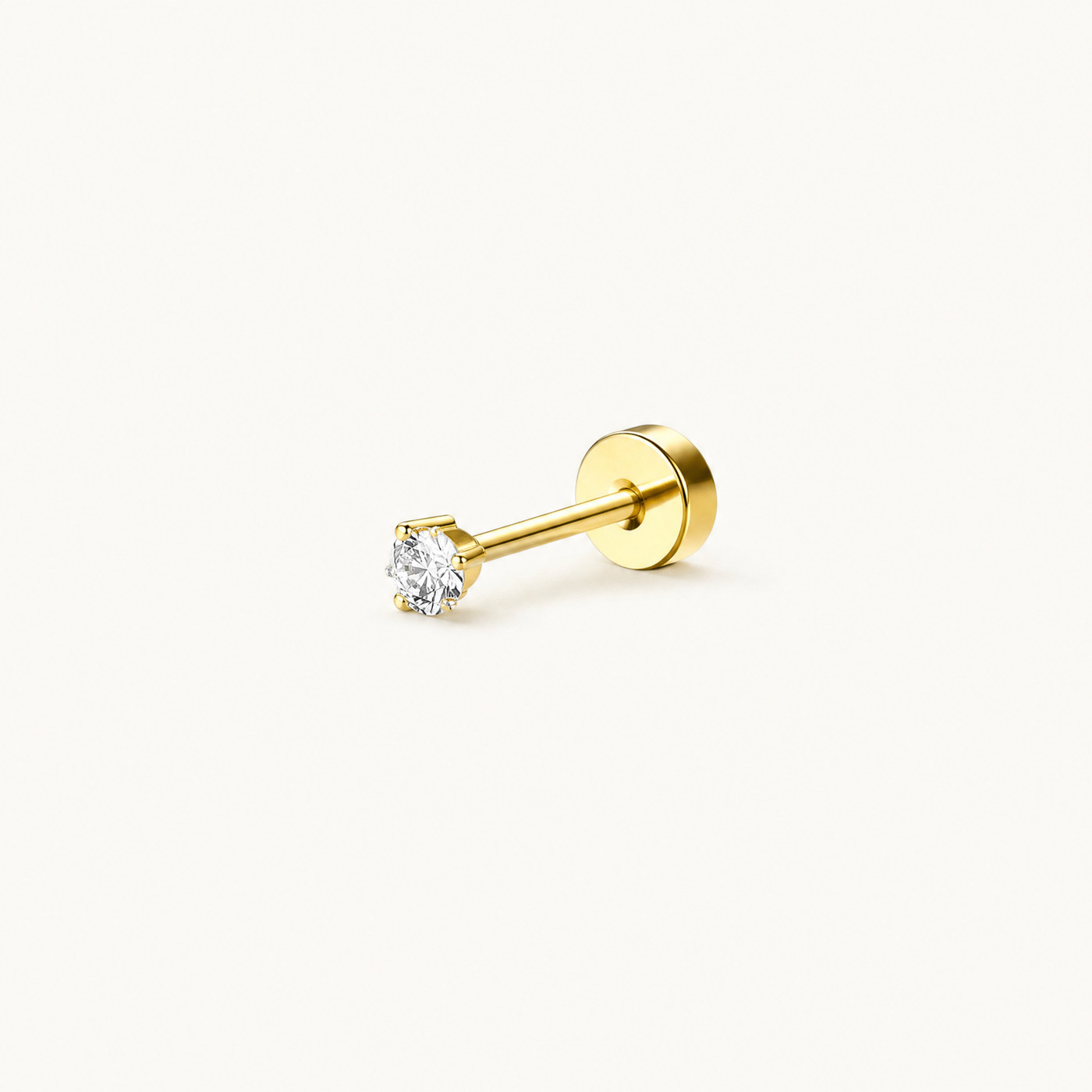 Gold Flat Back Stud Earring – Dainty Cartilage Stainless Steel Earring for Sensitive Ears