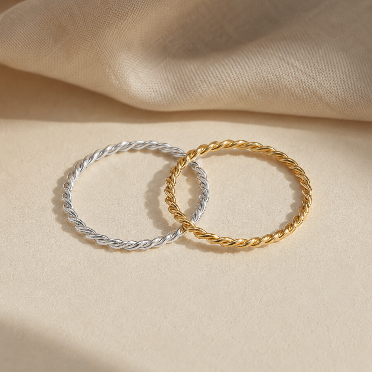 Twisted Rope Stacking Ring – Dainty 925 Sterling Silver Band, Gold or Silver, Gift for Her