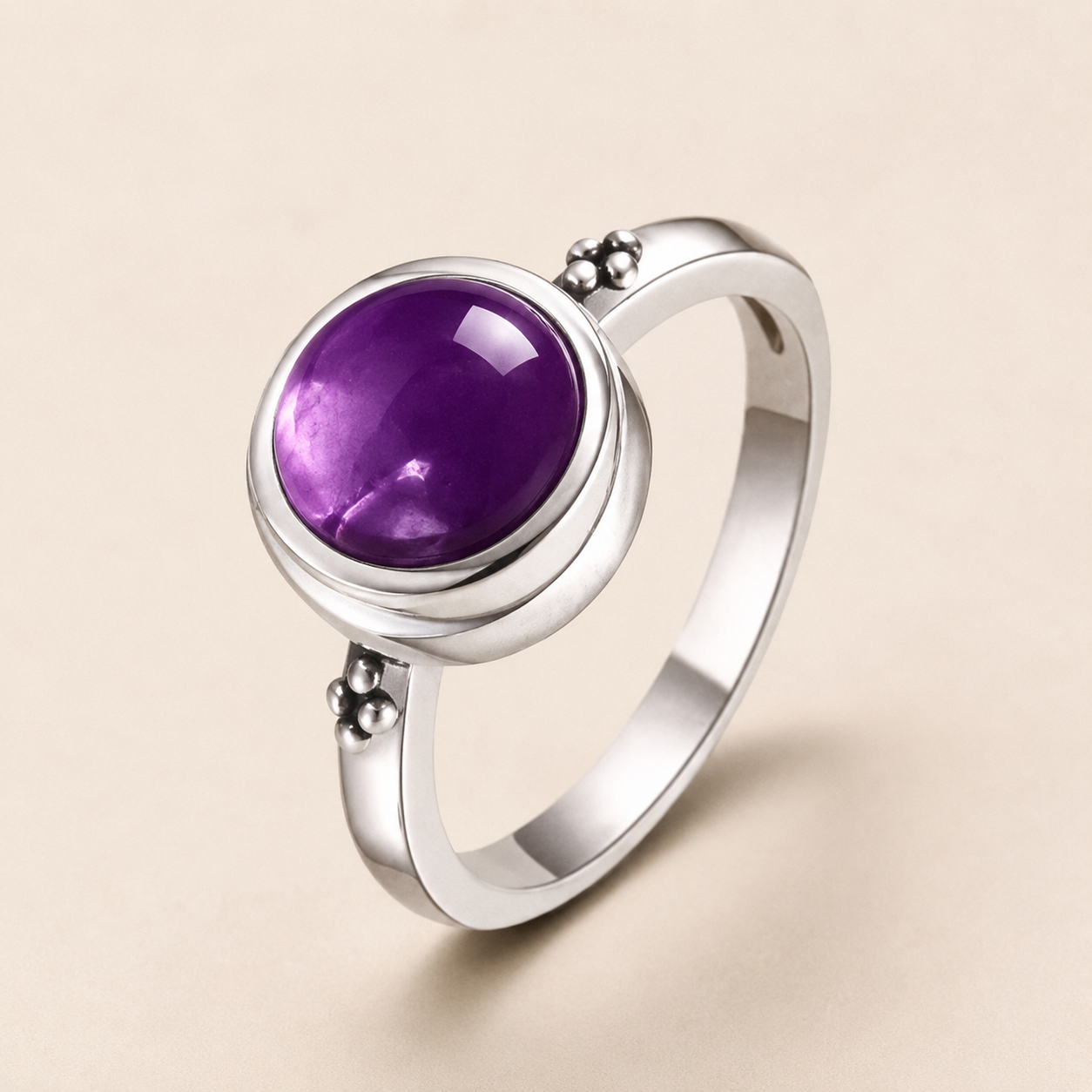 Vintage Round Stone Ring – Gemstone Ring for Women, Boho Gift