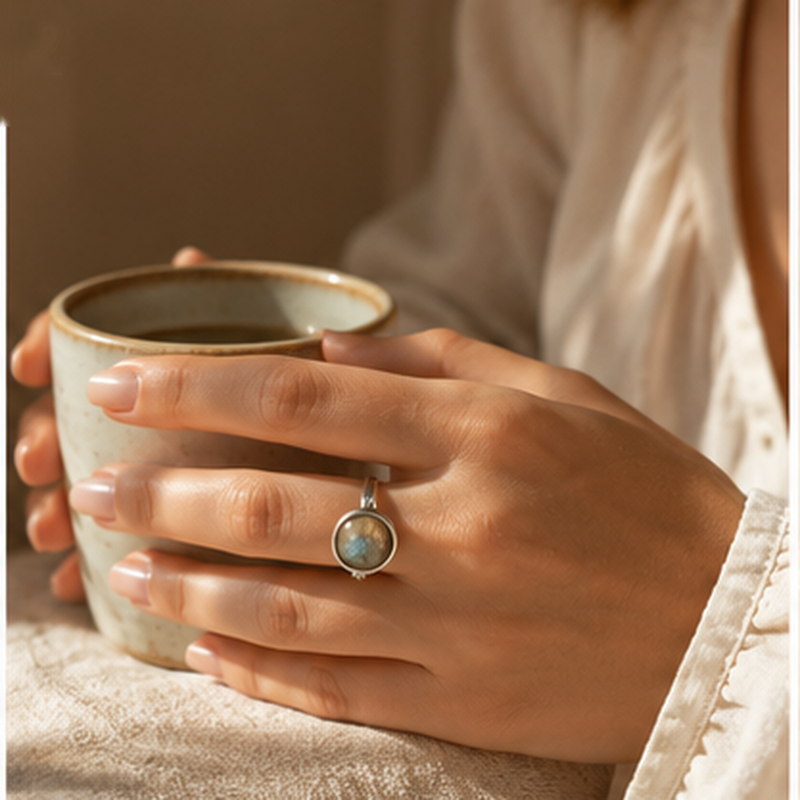 Vintage Round Stone Ring – Gemstone Ring for Women, Boho Gift
