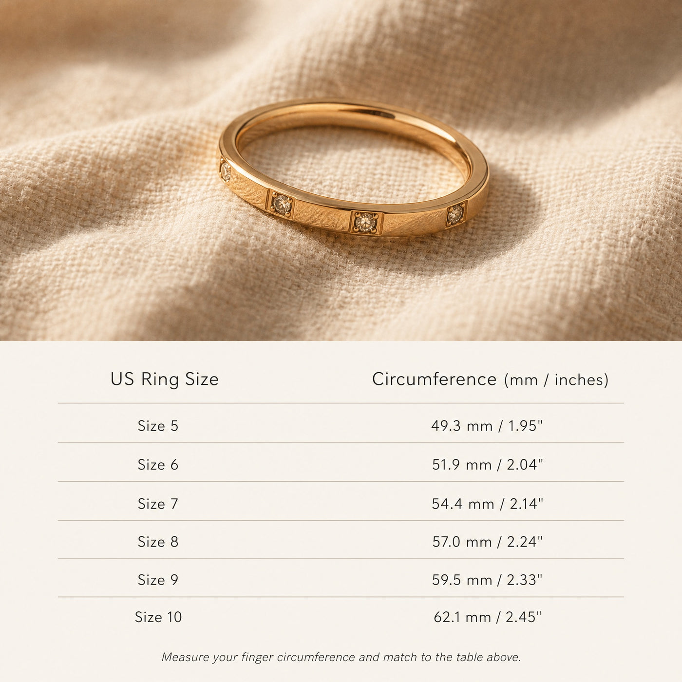 CZ Station Band Ring – Dainty Stackable Gold Silver Rose Gold Ring, Gift for Her