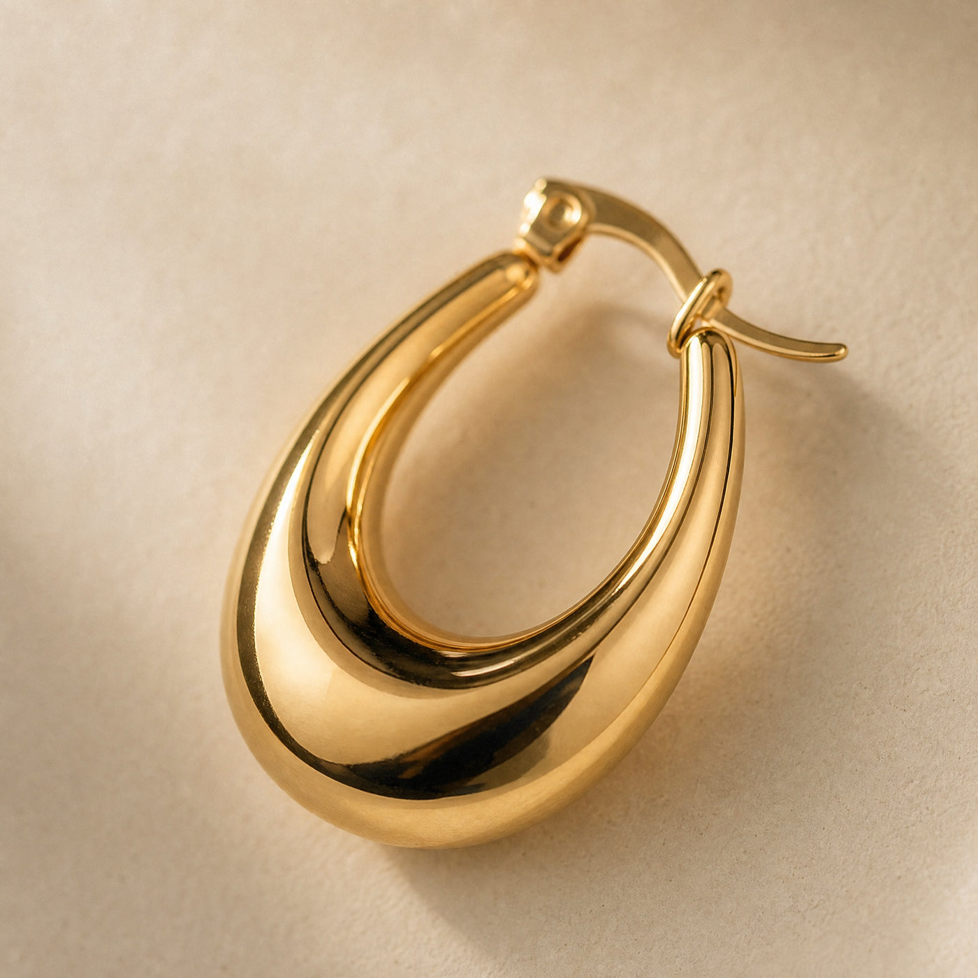 Chunky U-Shape Hoop Earrings – Gold Silver Thick Huggie Hoops, Statement Gift for Her