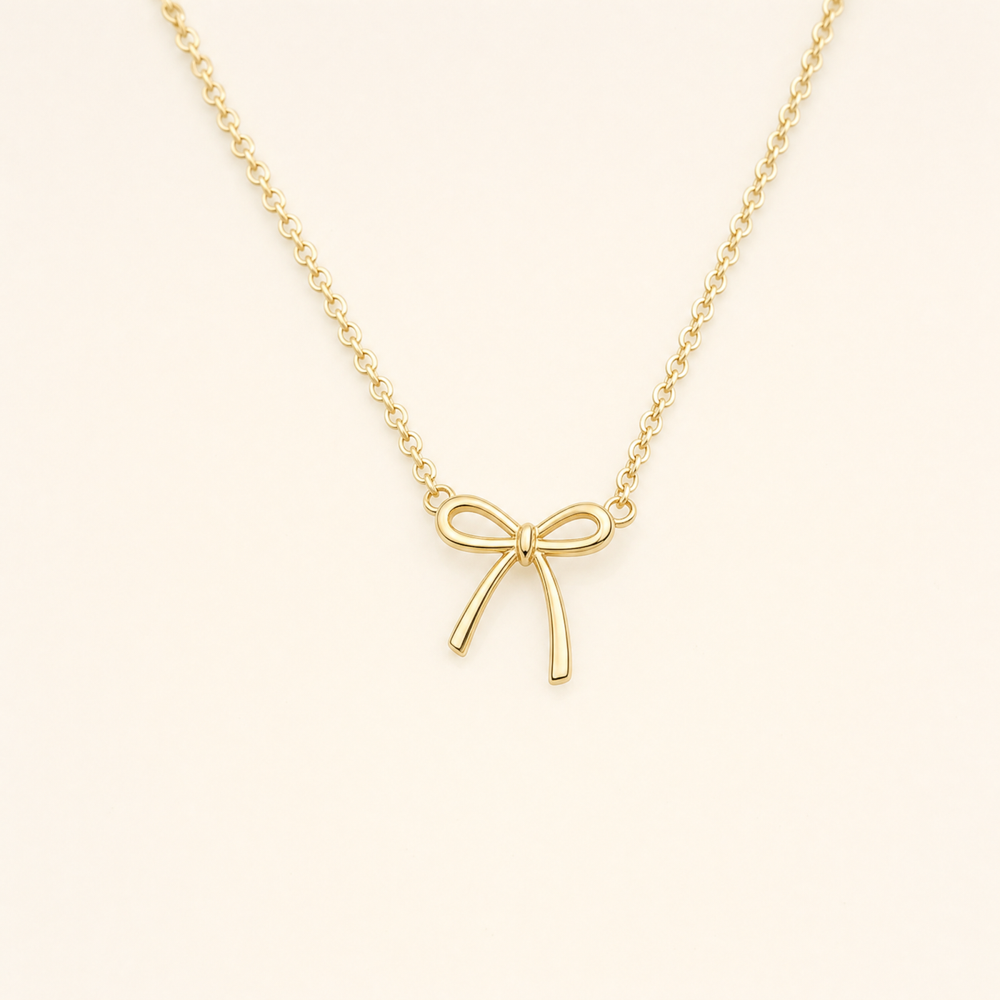 Gold Bow Pendant Necklace – Dainty Gold Silver Plated Bow Choker Chain, Gift for Her