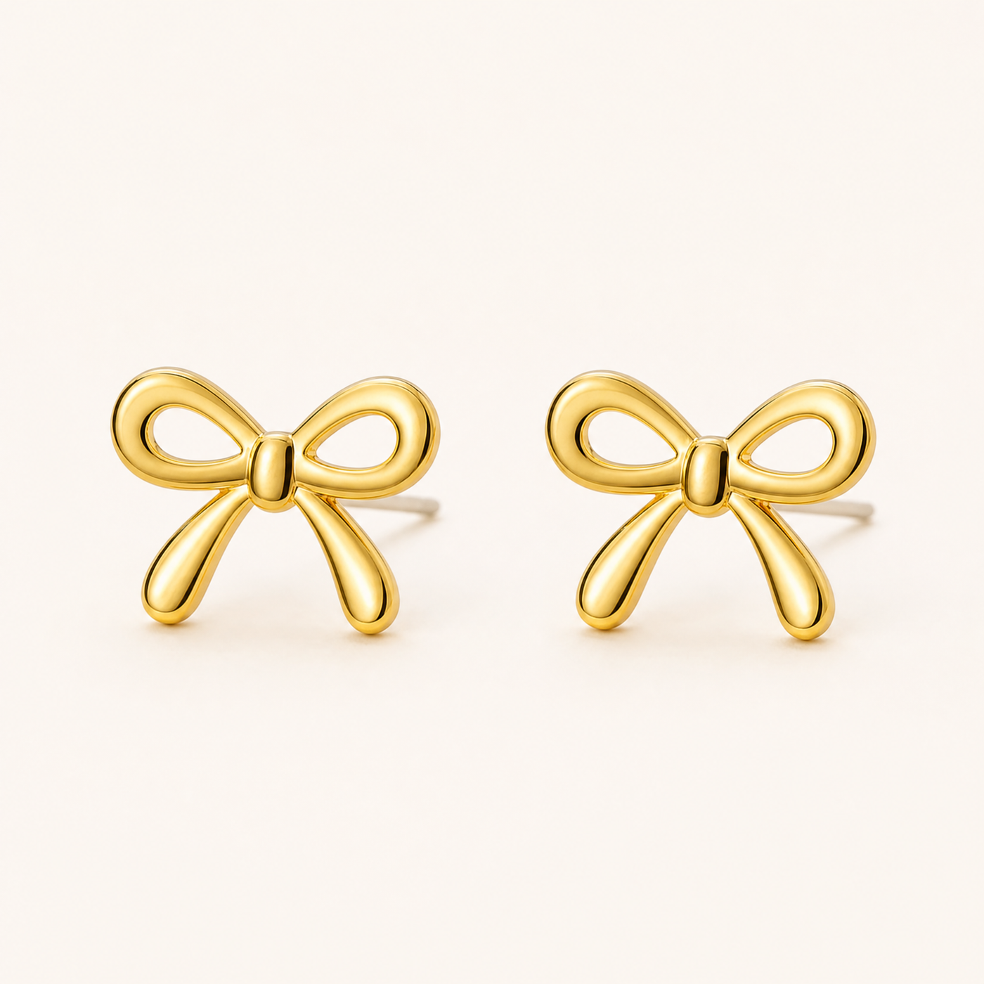 Gold Bow Stud Earrings – Dainty Gold Minimalist Ribbon Earrings, Gift for Her