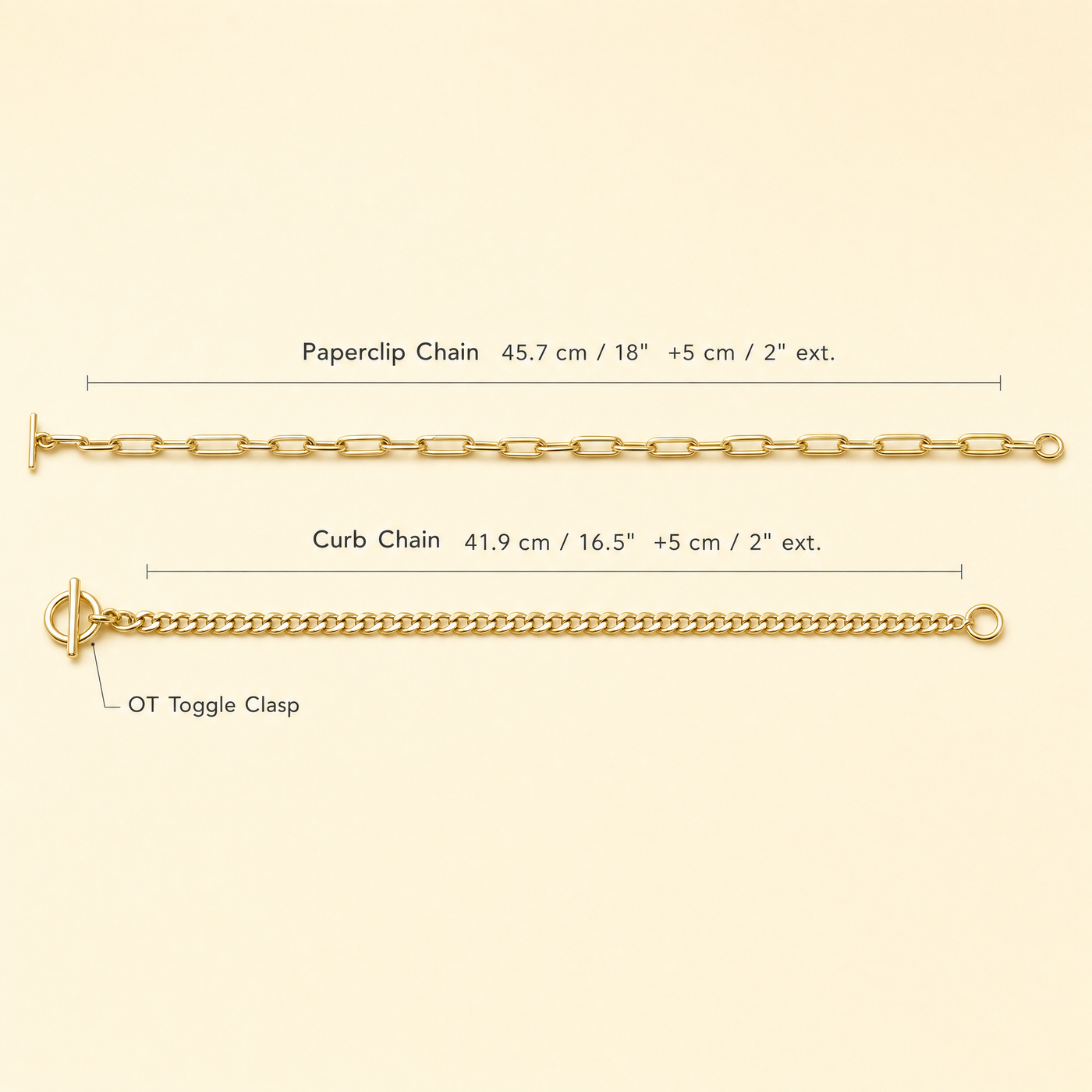 Gold Layered Chain Necklace – Cuban Link Paperclip Toggle Clasp, 14k Gold Plated Gift for Her