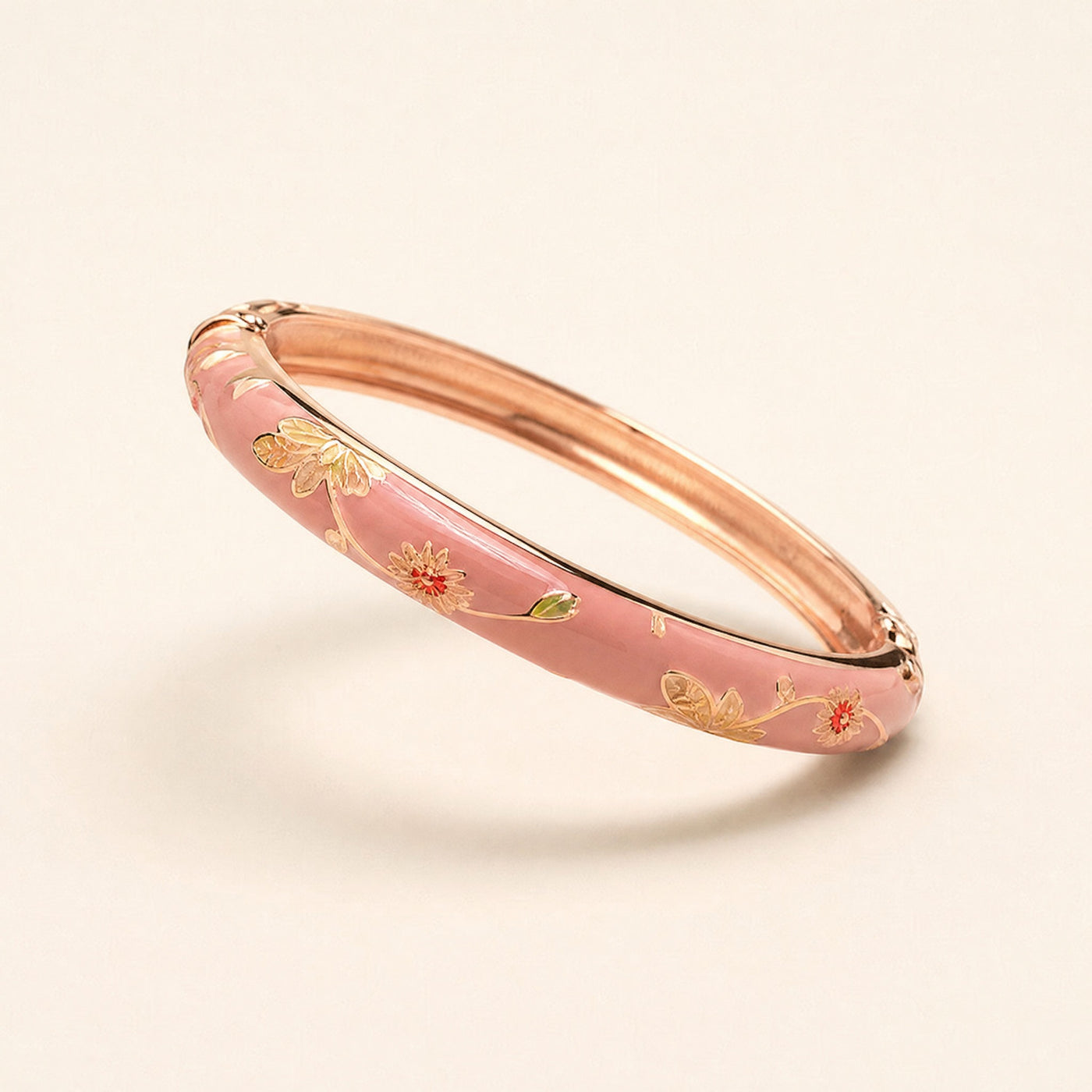 Cloisonne Enamel Bangle – Floral Peony Filigree Ethnic Vintage Bracelet, Gift for Her