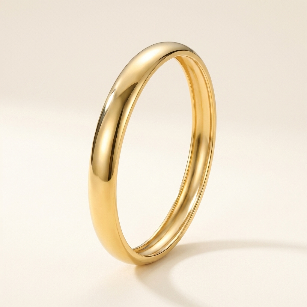 Gold Smooth Cuff Bangle – Chunky Stainless Steel Bracelet for Women, Waterproof Jewelry