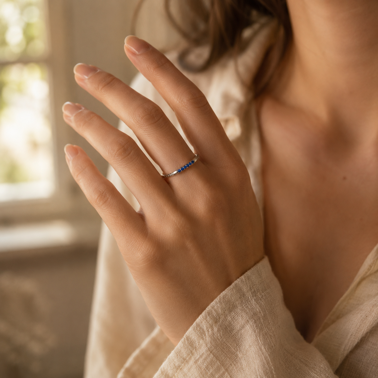 Silver Pavé Serpentine Ring – Stackable CZ Band Ring for Women, Dainty Gift for Her