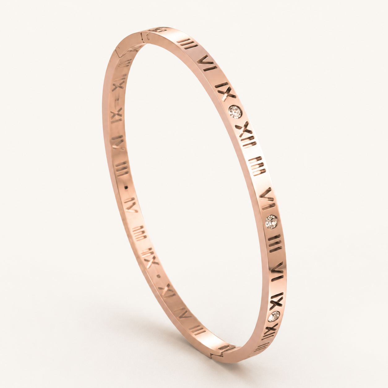 Roman Numeral Bangle Bracelet – CZ Stone Slim Cuff, Dainty Stacking Bracelet Gift for Her