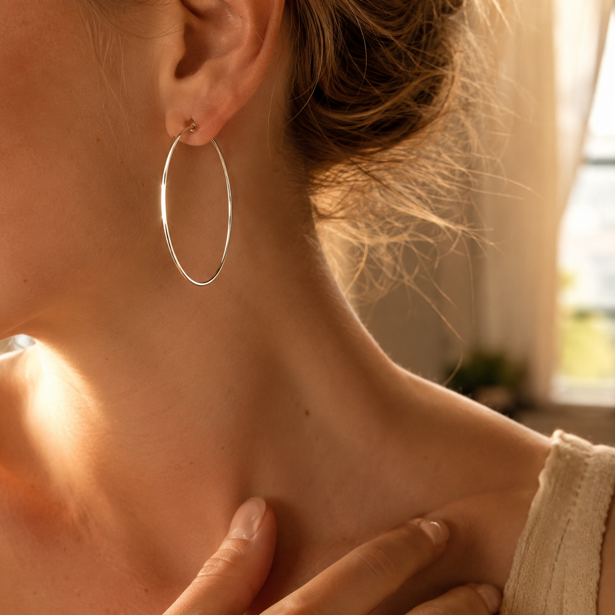 Silver Hoop Earrings – Thin Round Hoops for Women, Minimalist Silver Earrings 3cm to 6cm