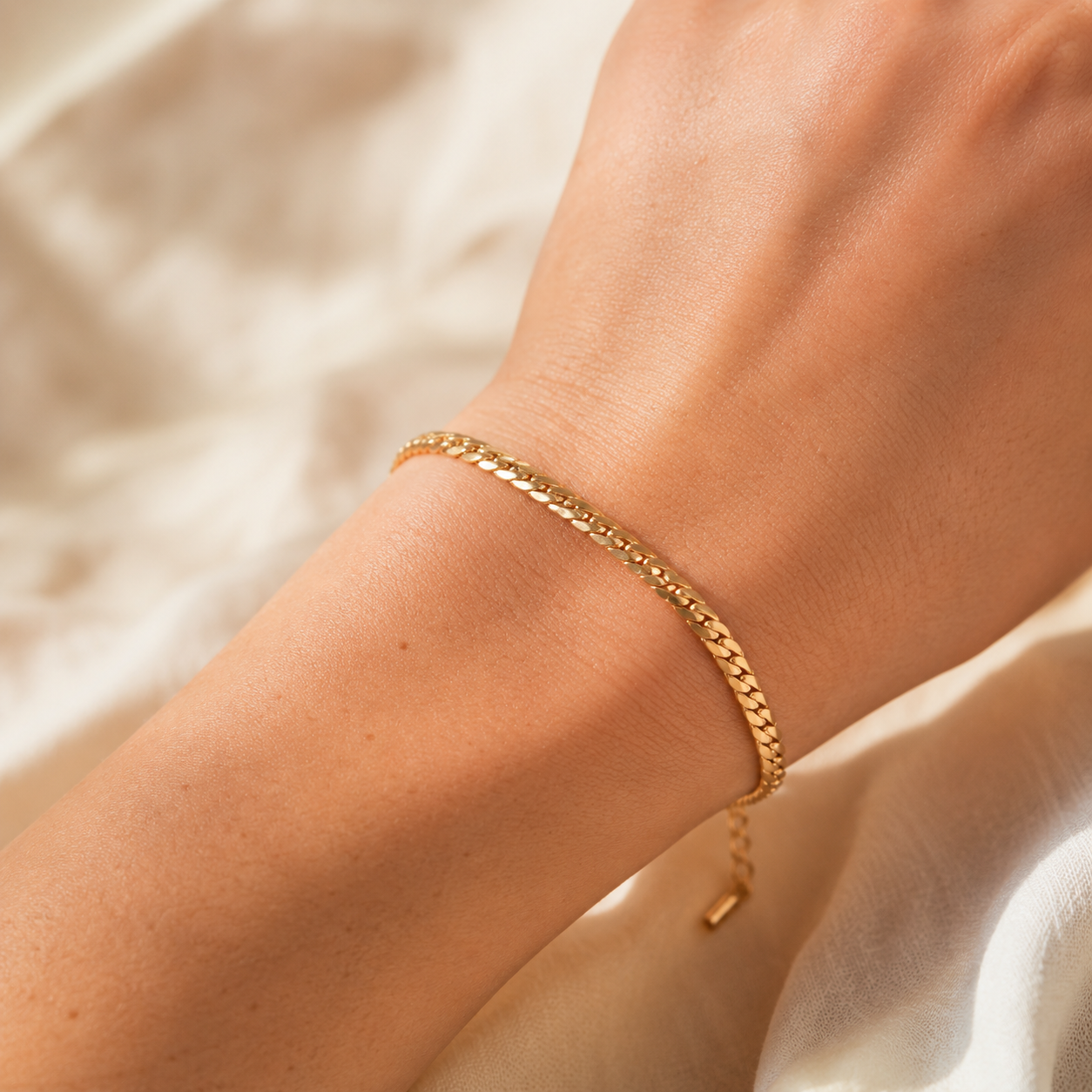 Gold Cuban Chain Bracelet – Gold Stainless Steel Dainty Layering Bracelet for Women