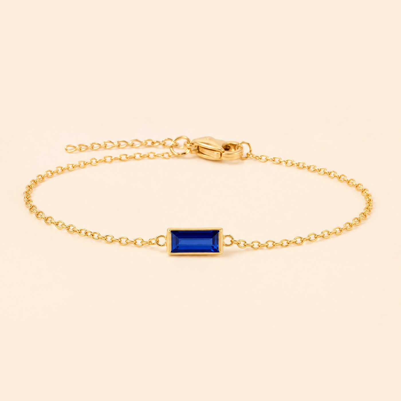 Gold Birthstone Bar Bracelet - Plated Stainless Steel Chain, Birthday Gift for Her