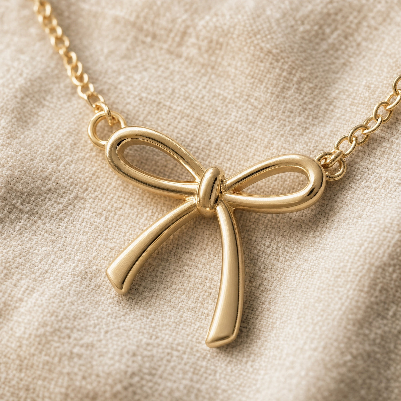Gold Bow Pendant Necklace – Dainty Gold Silver Plated Bow Choker Chain, Gift for Her