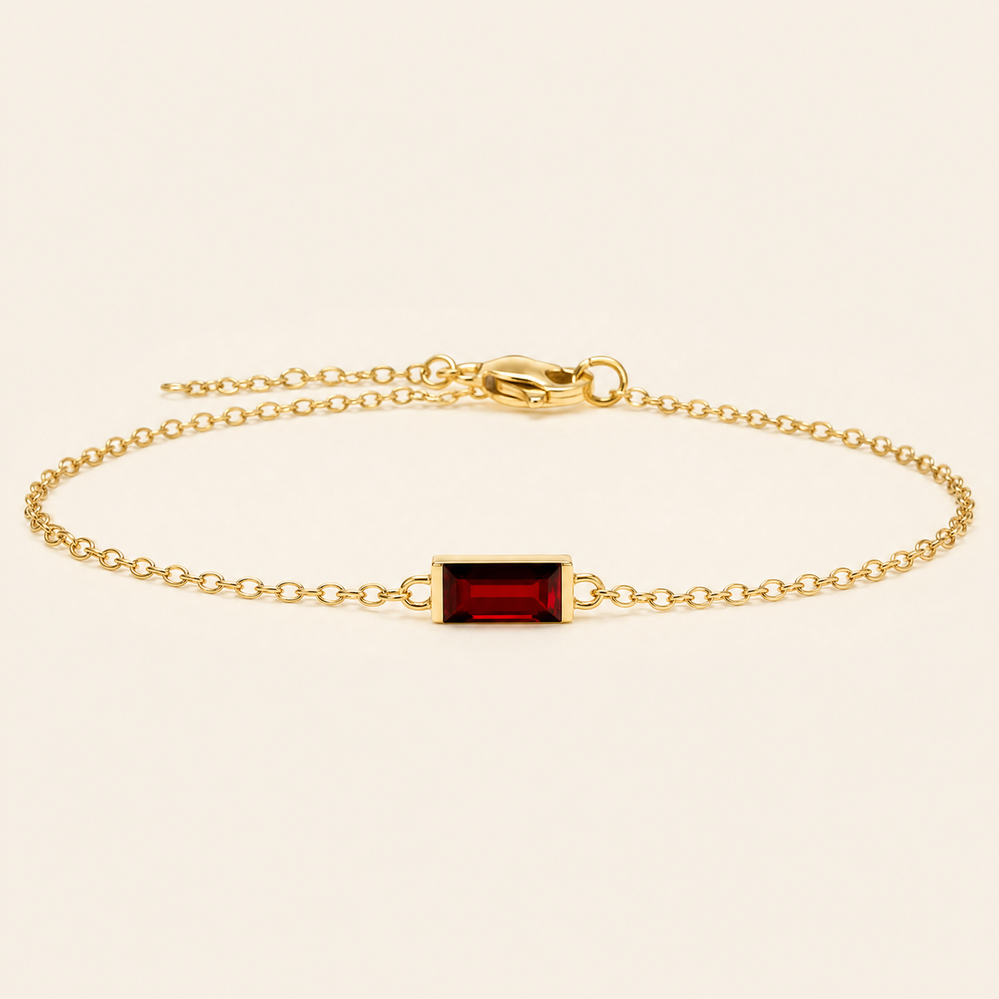 Gold Birthstone Bar Bracelet - Plated Stainless Steel Chain, Birthday Gift for Her