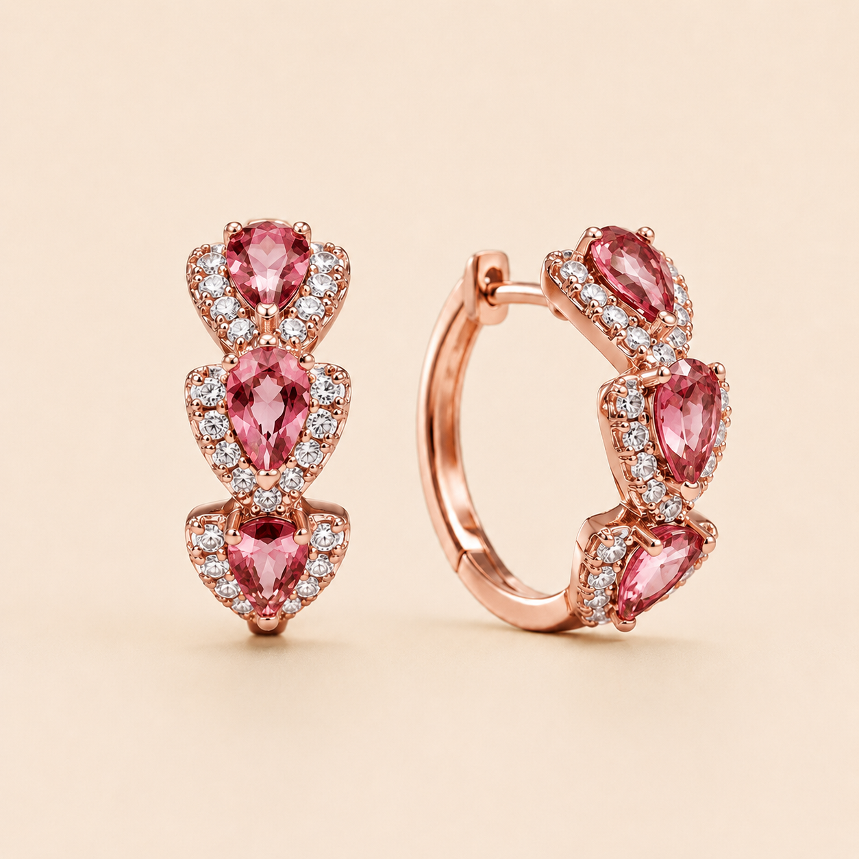 Silver Pavé Heart Hoop Earrings – CZ Crystal Huggie Hoops, Elegant Gift for Her