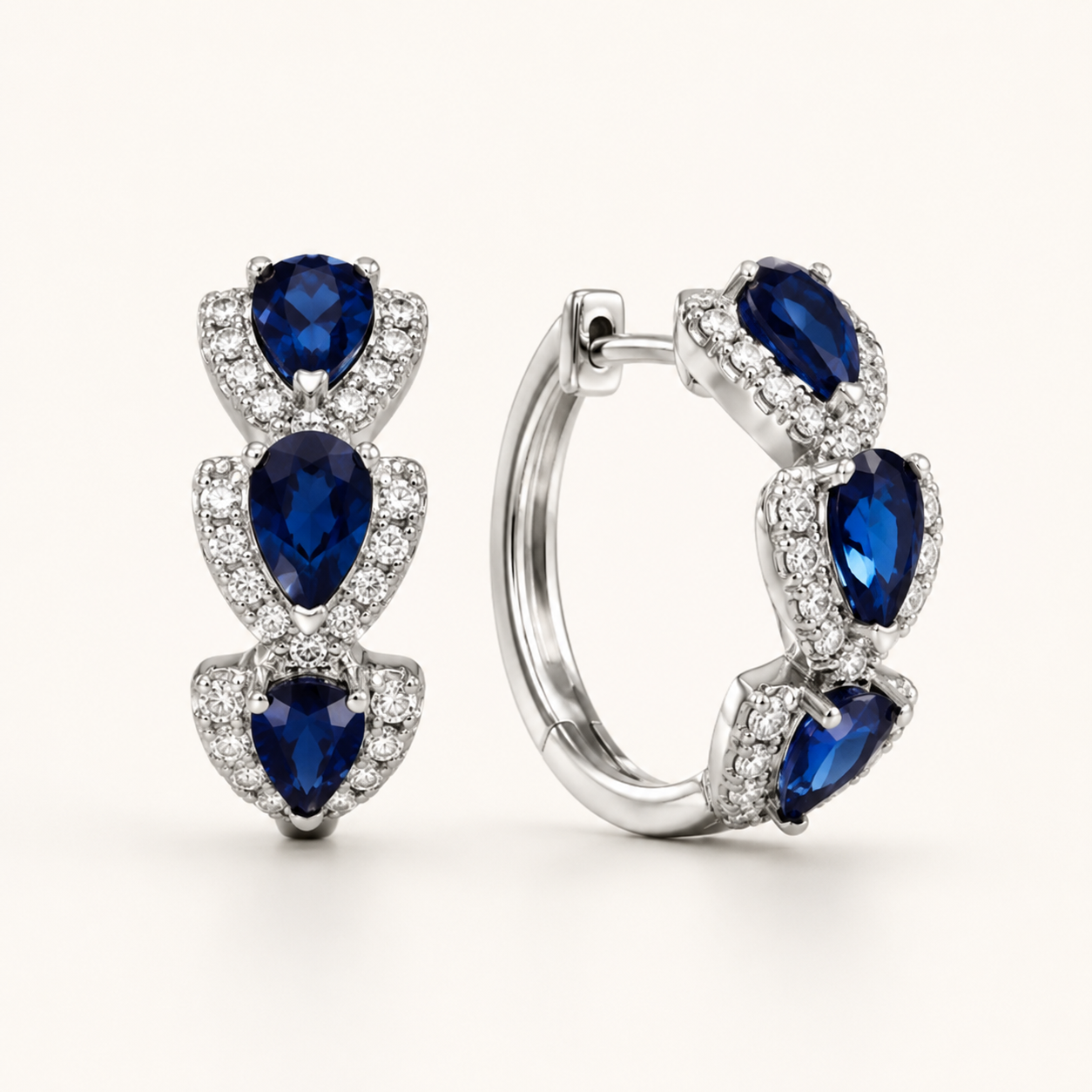 Silver Pavé Heart Hoop Earrings – CZ Crystal Huggie Hoops, Elegant Gift for Her