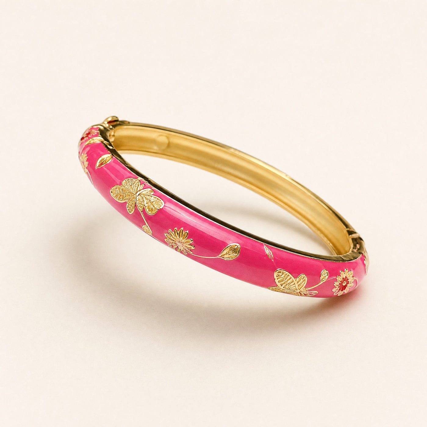Cloisonne Enamel Bangle – Floral Peony Filigree Ethnic Vintage Bracelet, Gift for Her