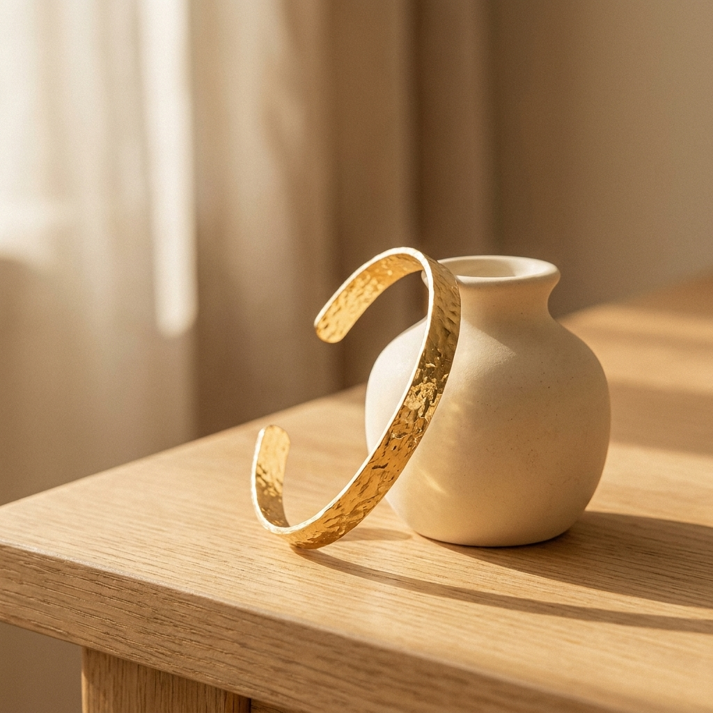 Gold Cuff Bracelet –Plated Bangle, Minimalist Gift for Her