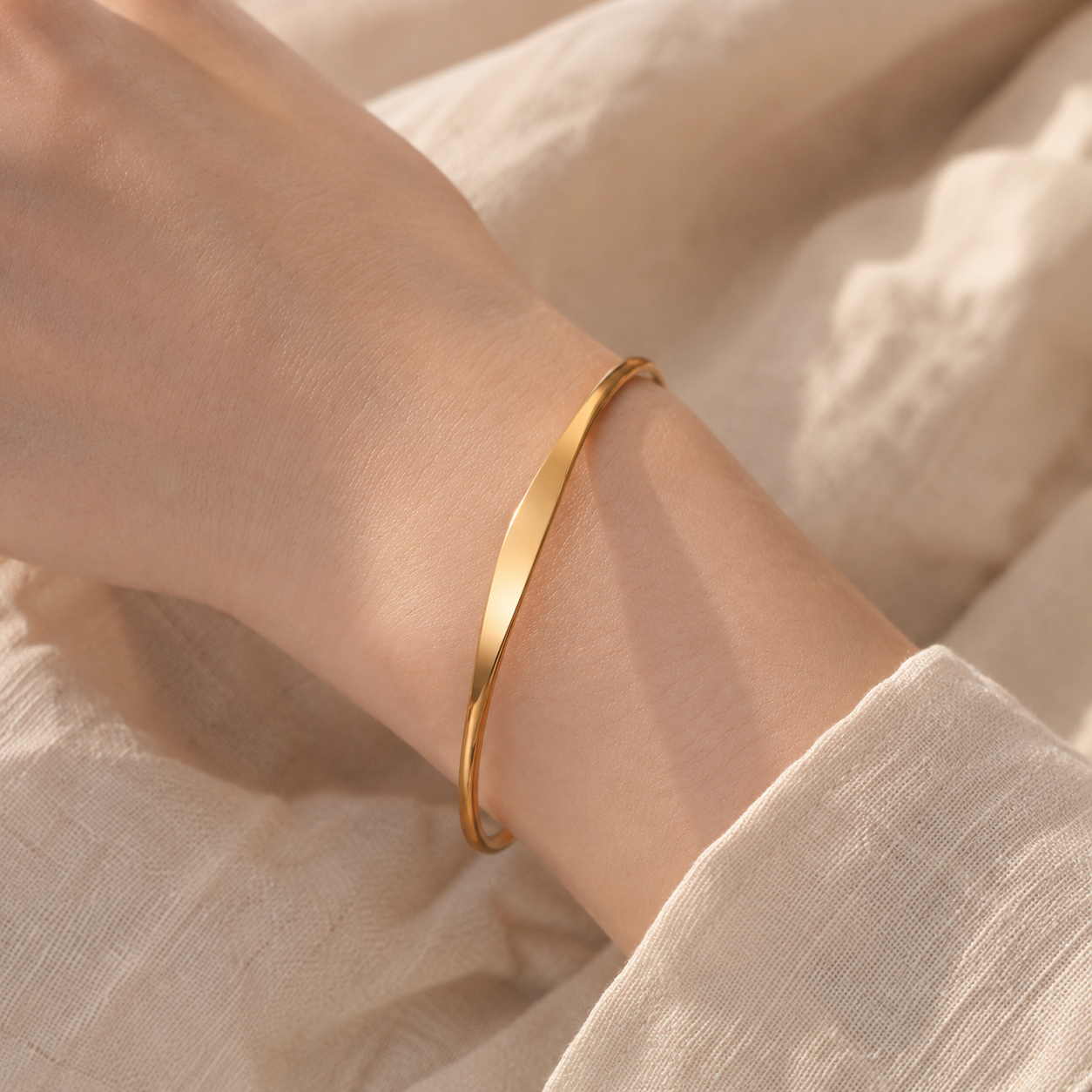 Slim Open Cuff Bracelet – Dainty Minimalist Bangle, Gold or Silver, Layering Gift for Her
