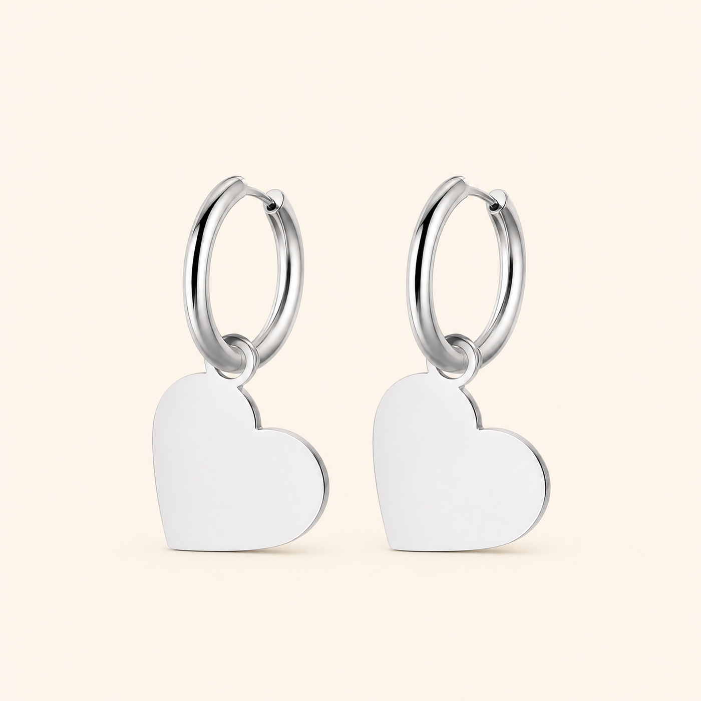 Heart Charm Hoop Earrings – Dainty Gold Silver Drop Hoops, Minimalist Gift for Her