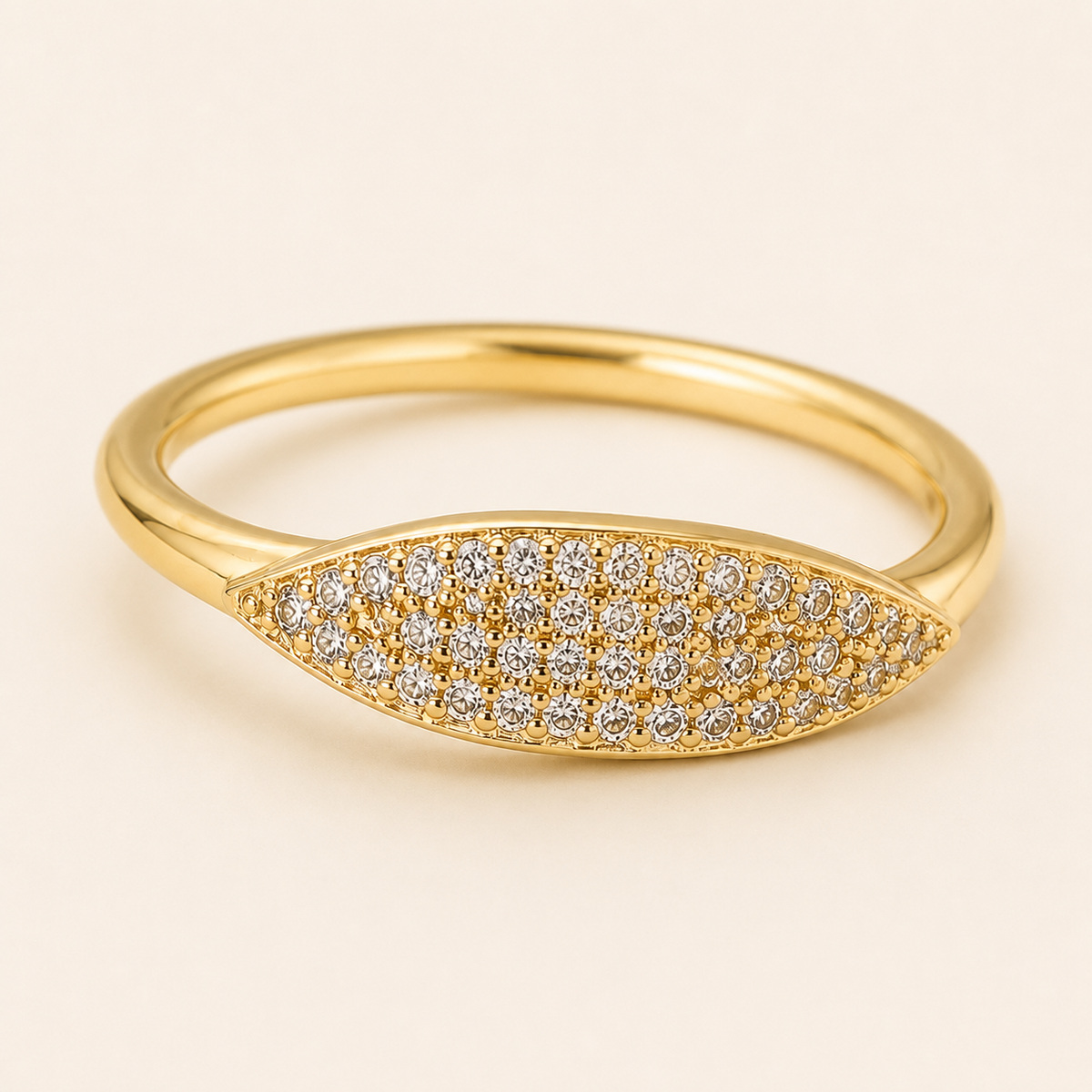 Gold Pavé Marquise Stacking Ring – Zierliches minimalistisches CZ-Band, verstellbar stapelbar Ring für Damen