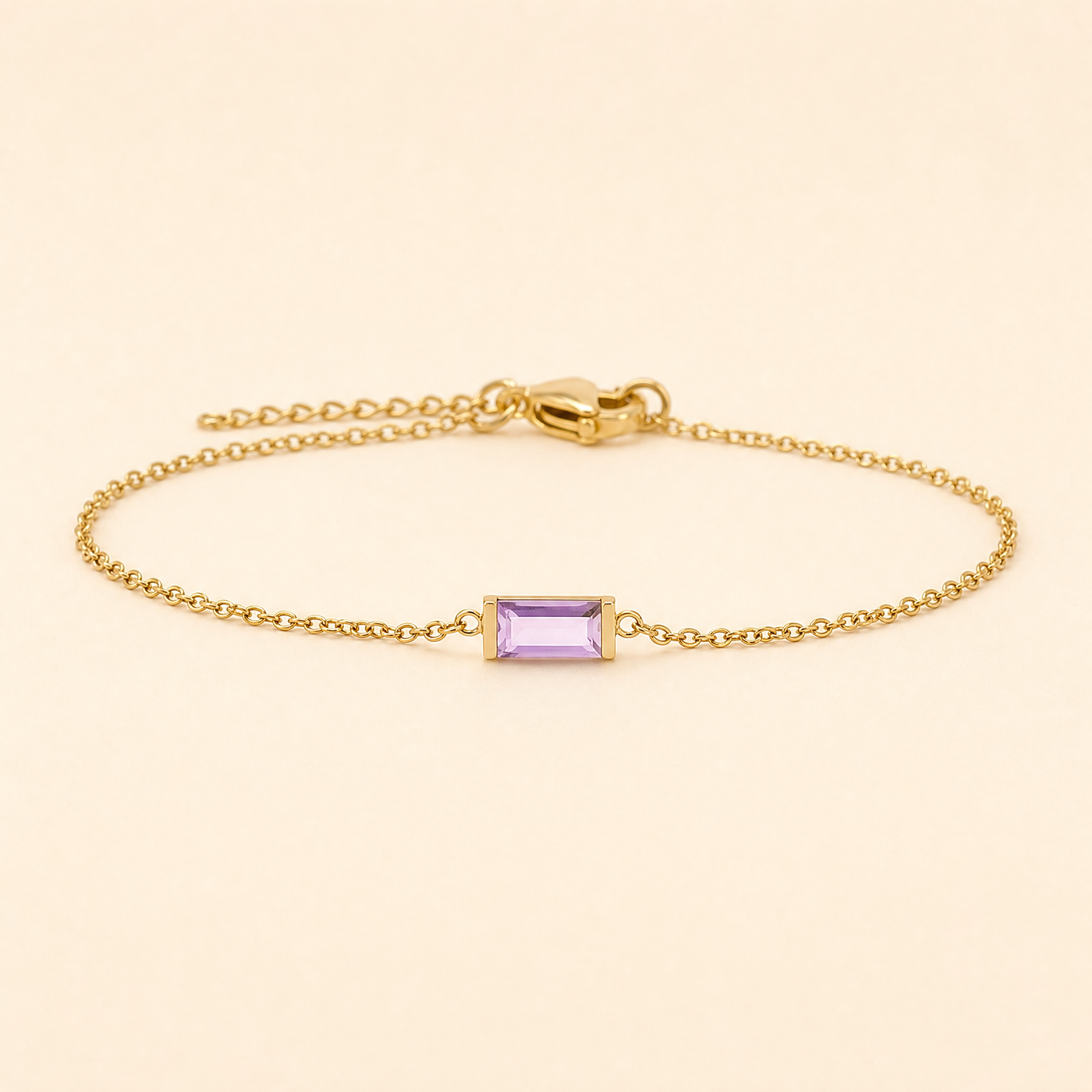 Gold Birthstone Bar Bracelet - Plated Stainless Steel Chain, Birthday Gift for Her