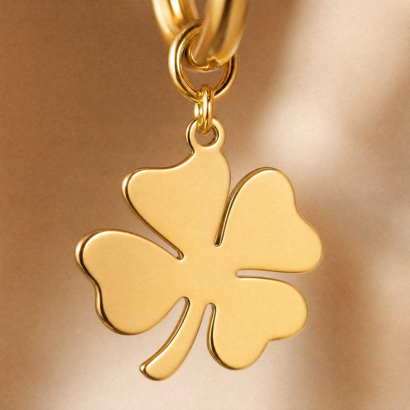 Four Leaf Clover Hoop Drop Earrings – Dainty Lucky Charm Earrings, Gold Silver Gift for Her