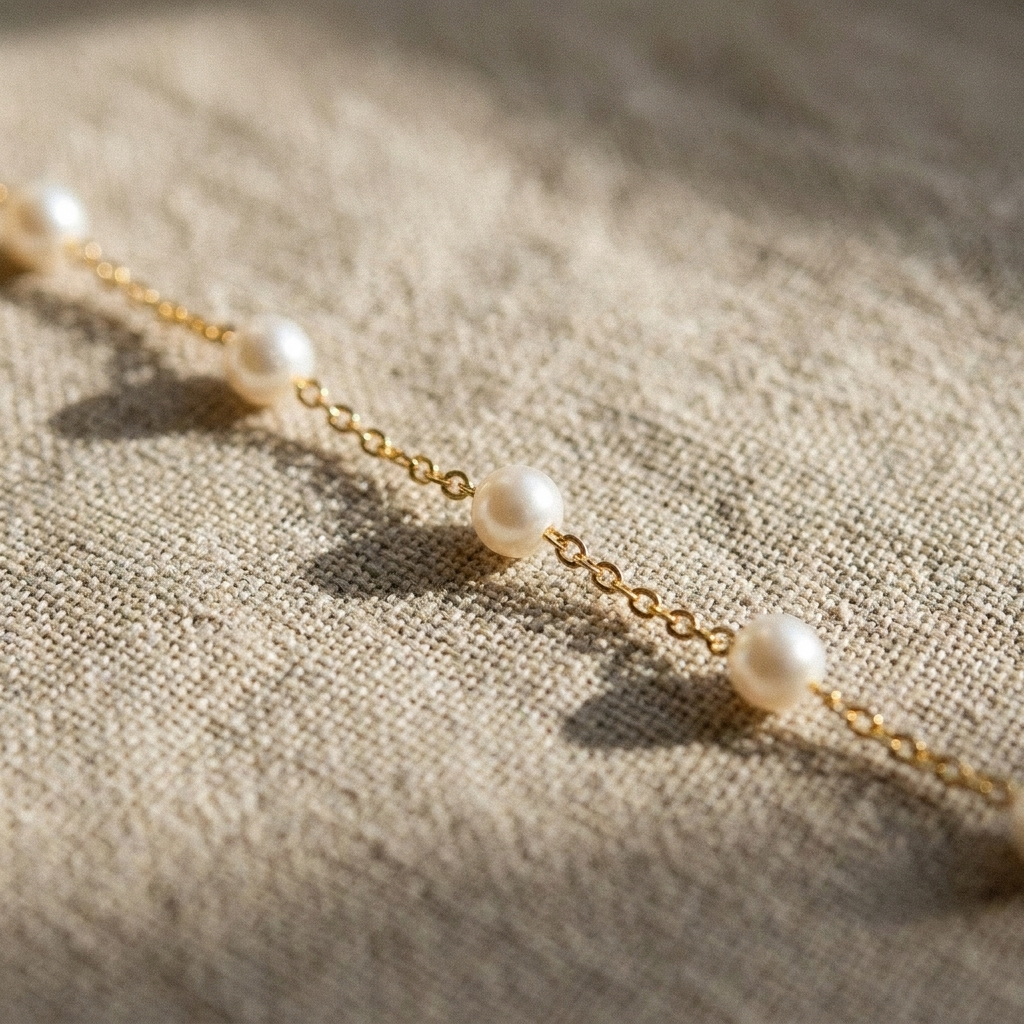 Layered Pearl Necklace – Dainty Two-Layer Pearl Chain Necklace, Minimalist Gift for Her