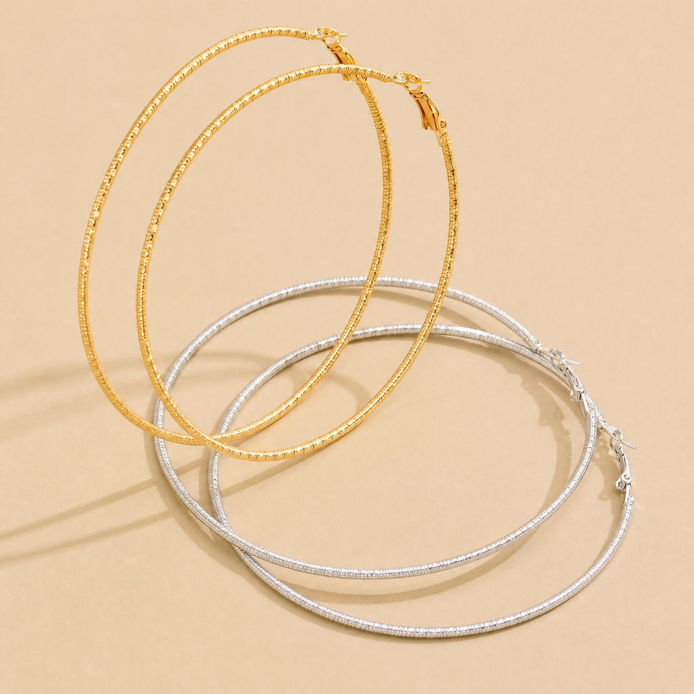 Twisted Texture Hoop Earrings – Large Gold Silver Statement Hoops for Women