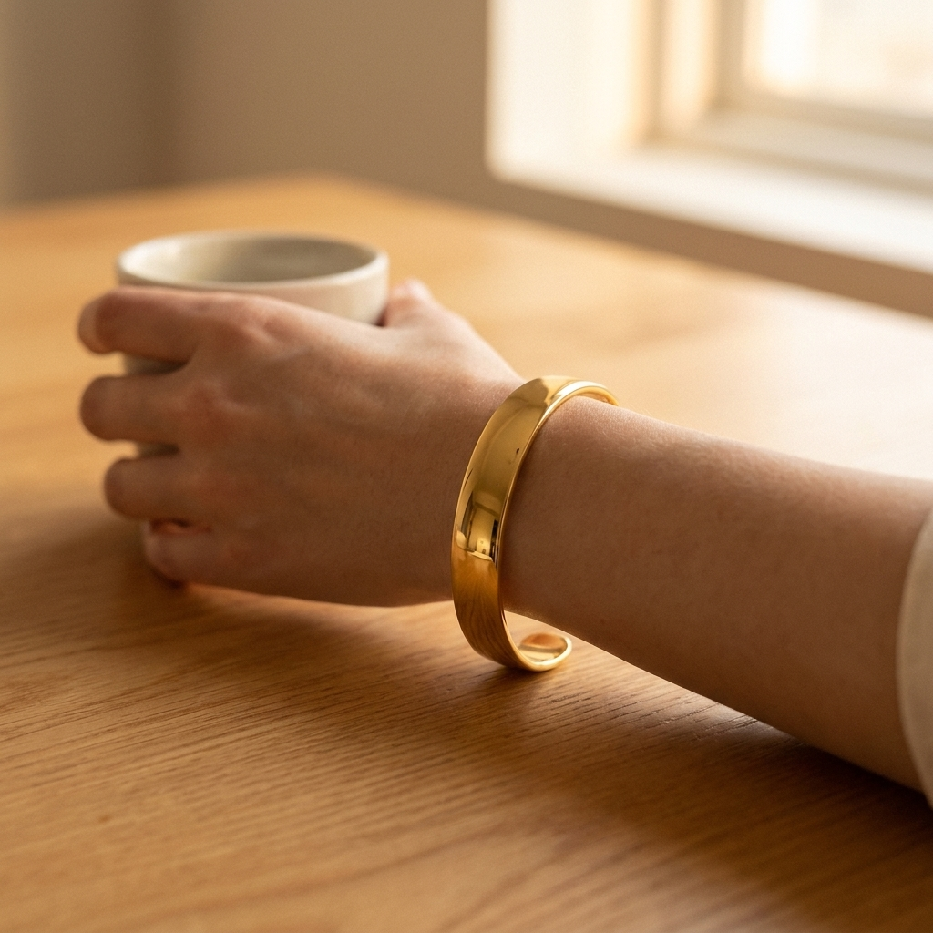 Smooth Cuff Bangle Bracelet – Gold Silver Open Cuff Stainless Steel Bracelet for Women