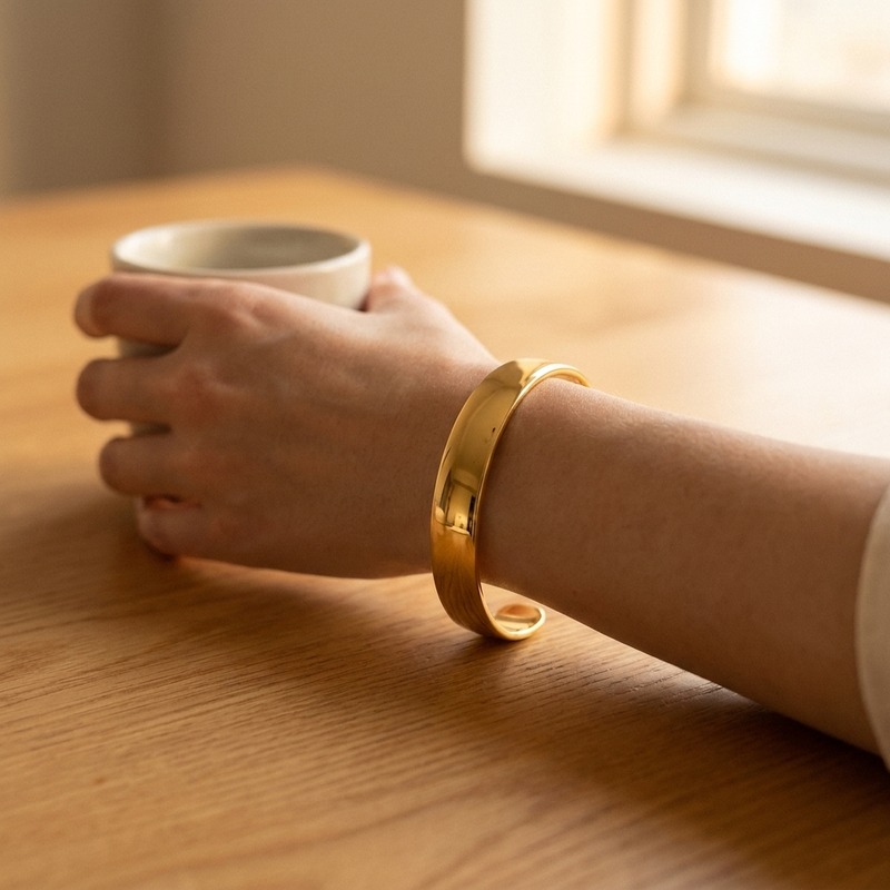 Smooth Cuff Bangle Bracelet – Gold Silver Open Cuff Stainless Steel Bracelet for Women
