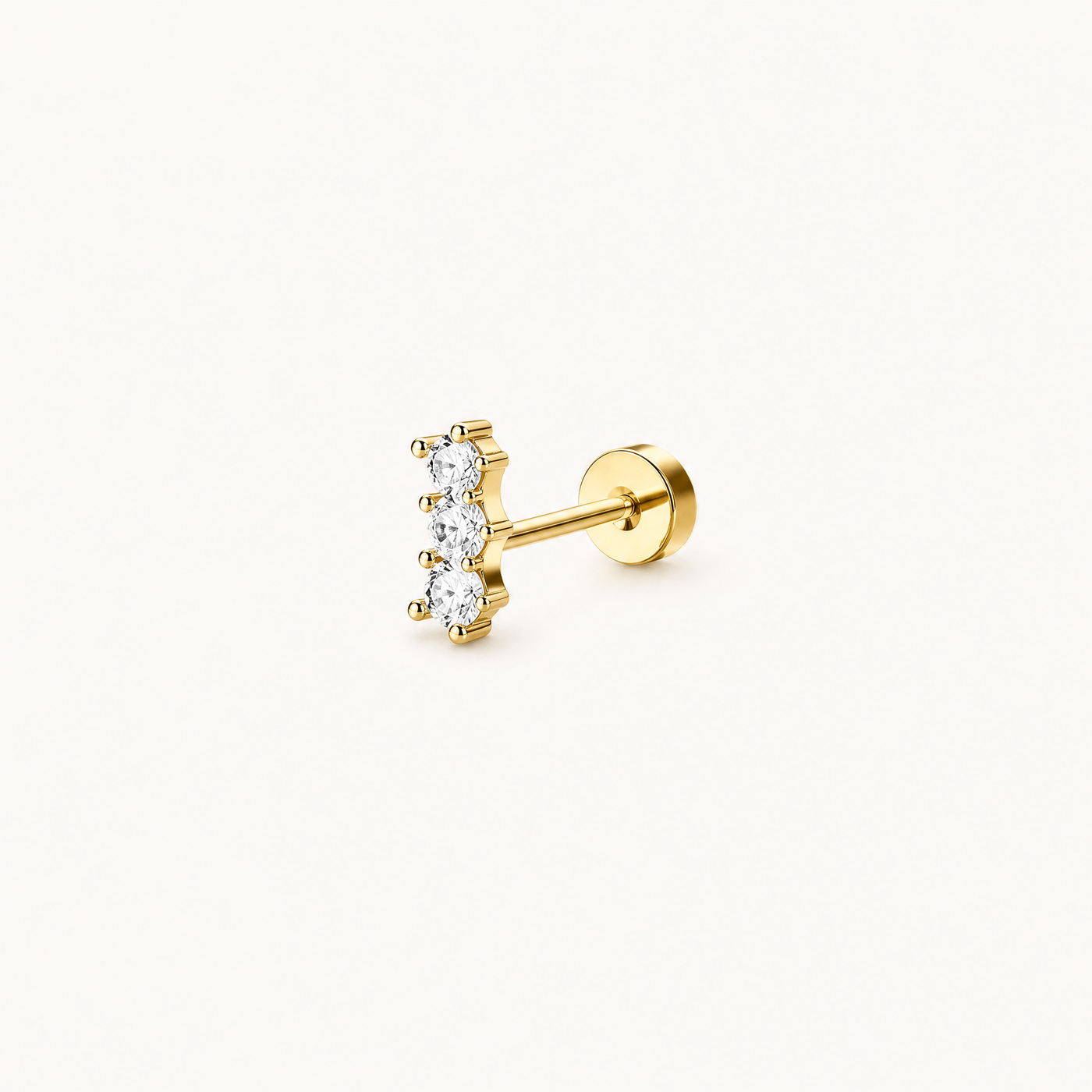 Gold Flat Back Stud Earring – Dainty Cartilage Stainless Steel Earring for Sensitive Ears