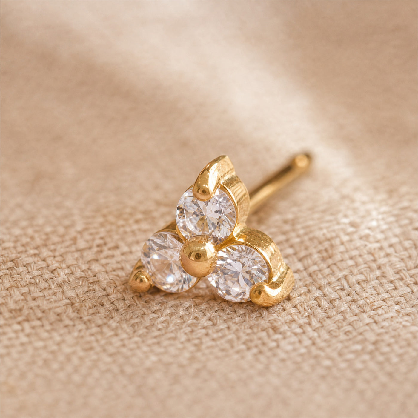 CZ Trio Cluster Stud Earrings – Dainty Gold Silver CZ Flower Studs, Gift for Her