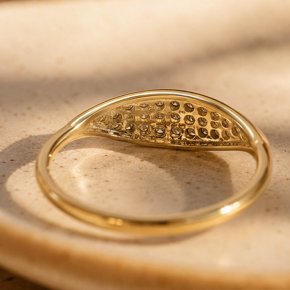 Gold Pavé Marquise Stacking Ring – Zierliches minimalistisches CZ-Band, verstellbar stapelbar Ring für Damen