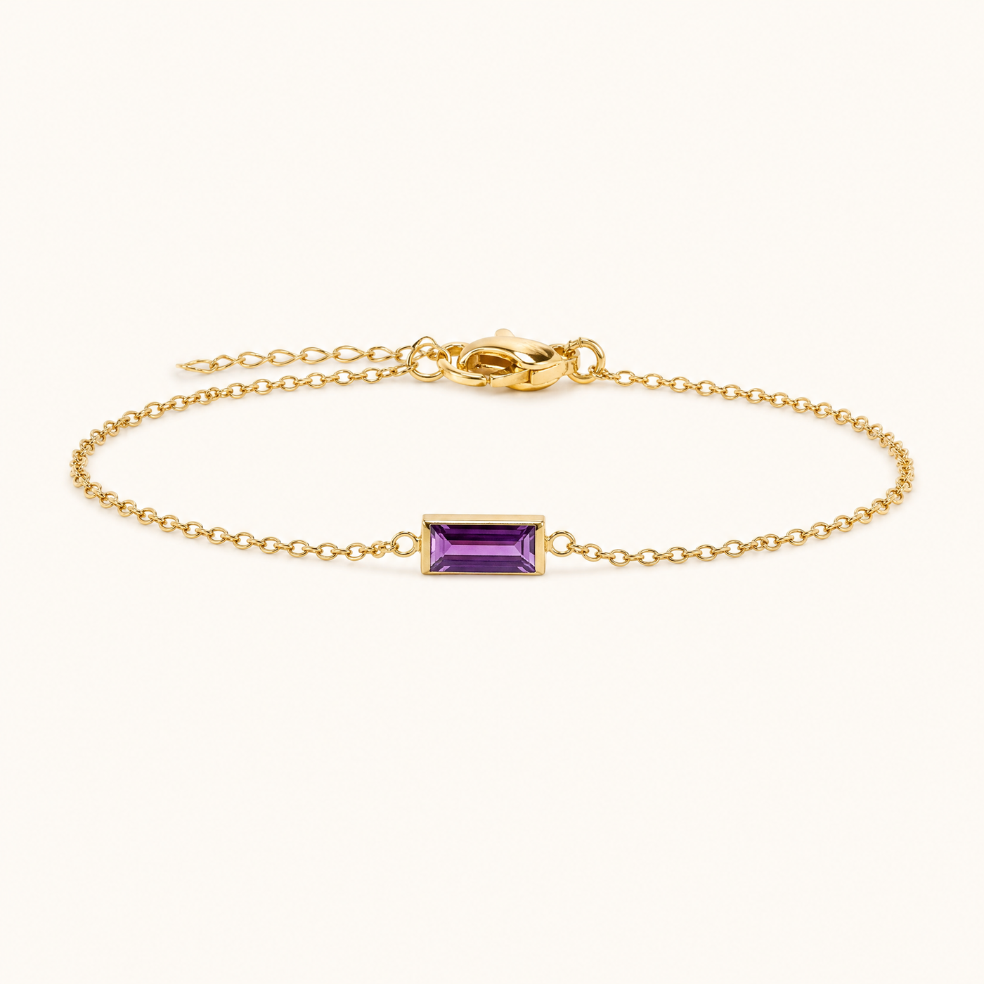 Gold Birthstone Bar Bracelet - Plated Stainless Steel Chain, Birthday Gift for Her