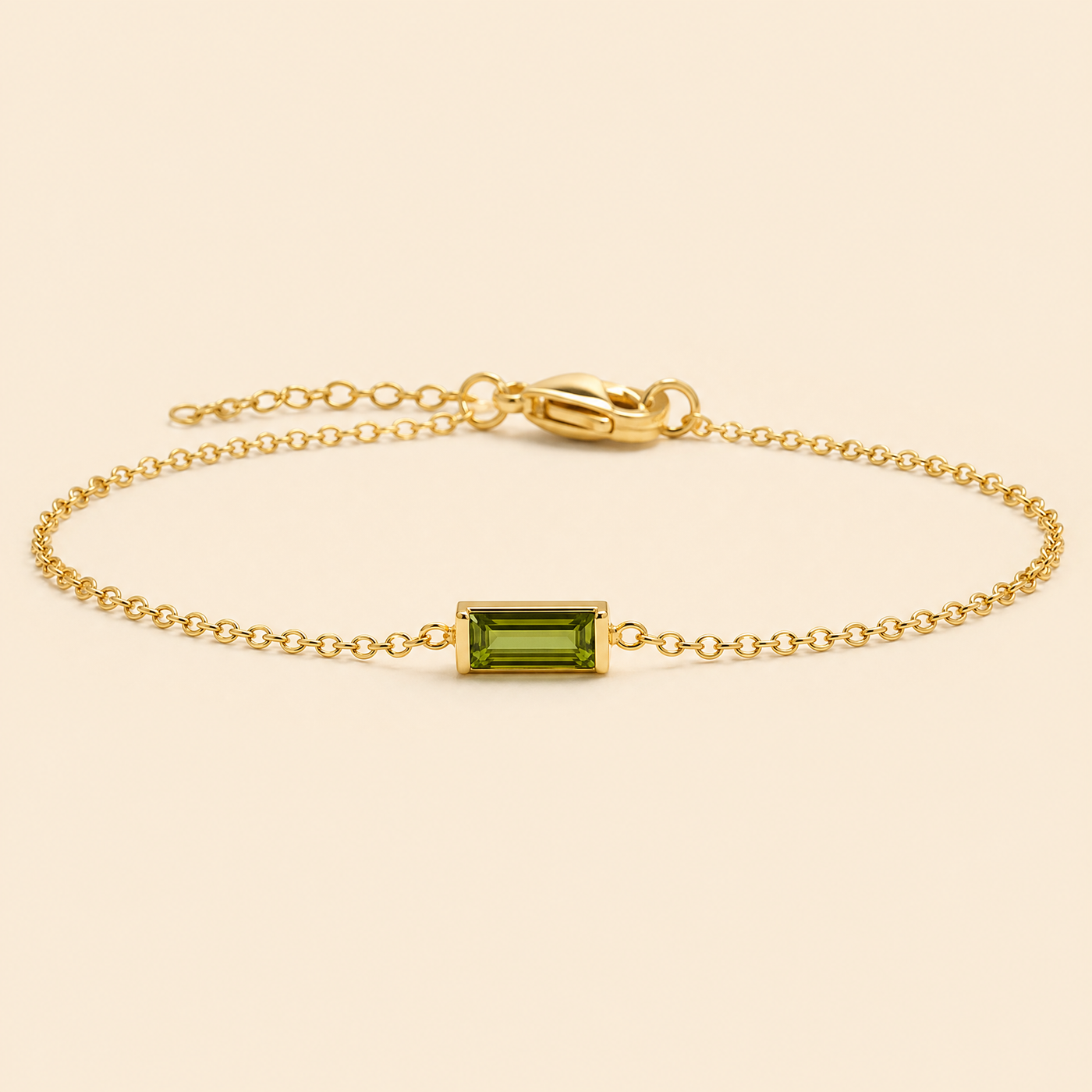 Gold Birthstone Bar Bracelet - Plated Stainless Steel Chain, Birthday Gift for Her